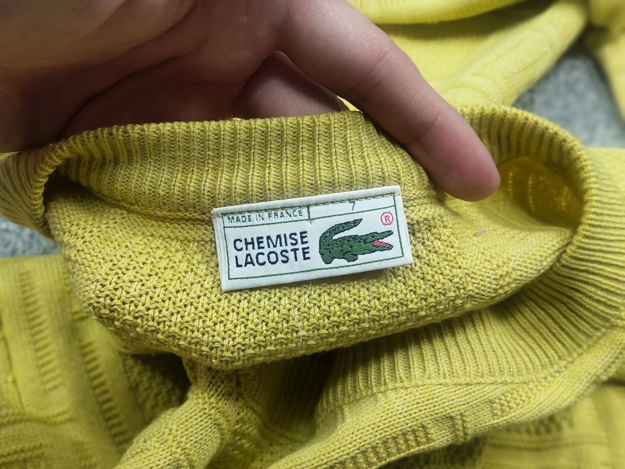 Lacoste Vintage 80's Lacoste France textured knit sweater V neck Size US XL / EU 56 / 4 - 12 Thumbnail