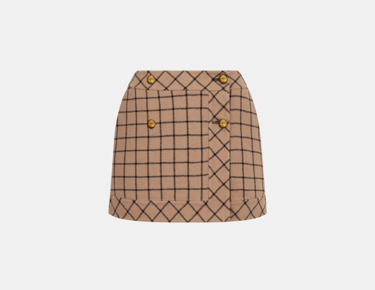 o1w1db11225 450J12 Wrap Mini Skirt in Beige/Black