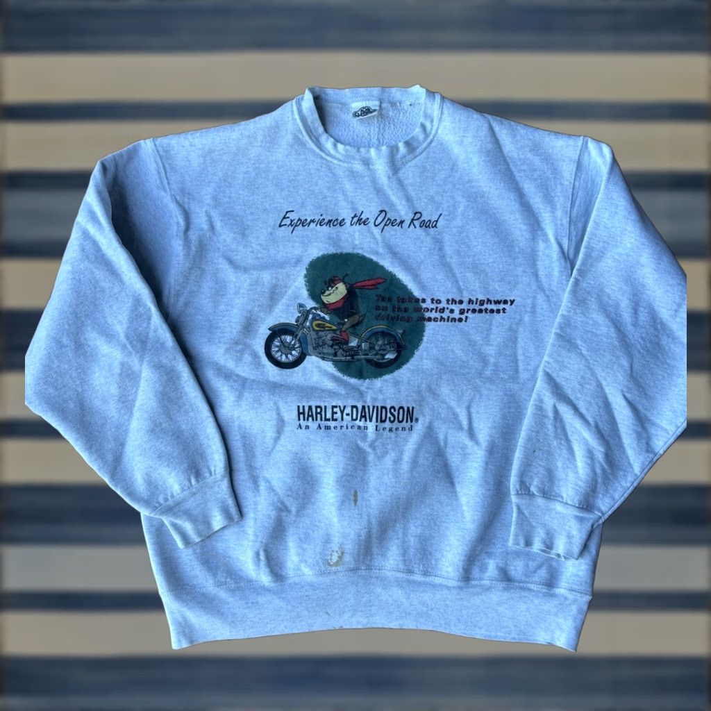 Harley Davidson VINTAGE Acme Harley Davidson Taz Highway Crewneck Sweatshirt Large USA Mens Gray 90s Graphic Print Pullover Sweatshirt Size US L / EU 52-54 / 3 - 1 Thumbnail