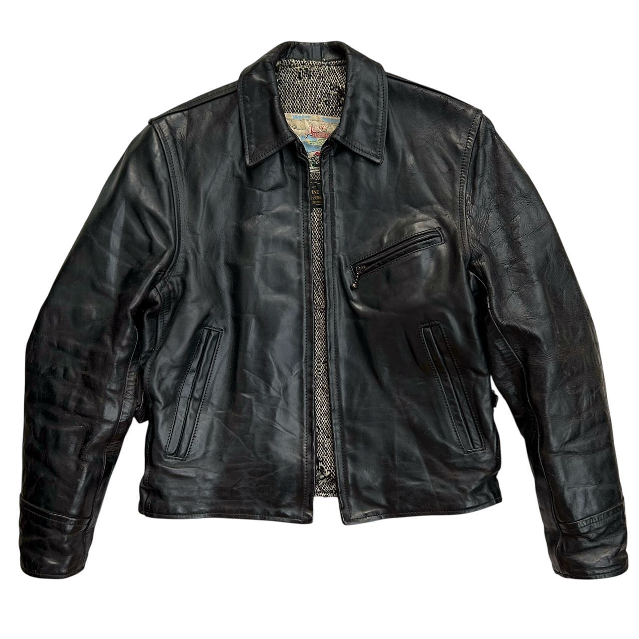 ジャケット・アウター vintage 60s AERO zip UK leather jacket Vintage 1960s Era Leather Flying Jacket, Soft, Lined, Talon