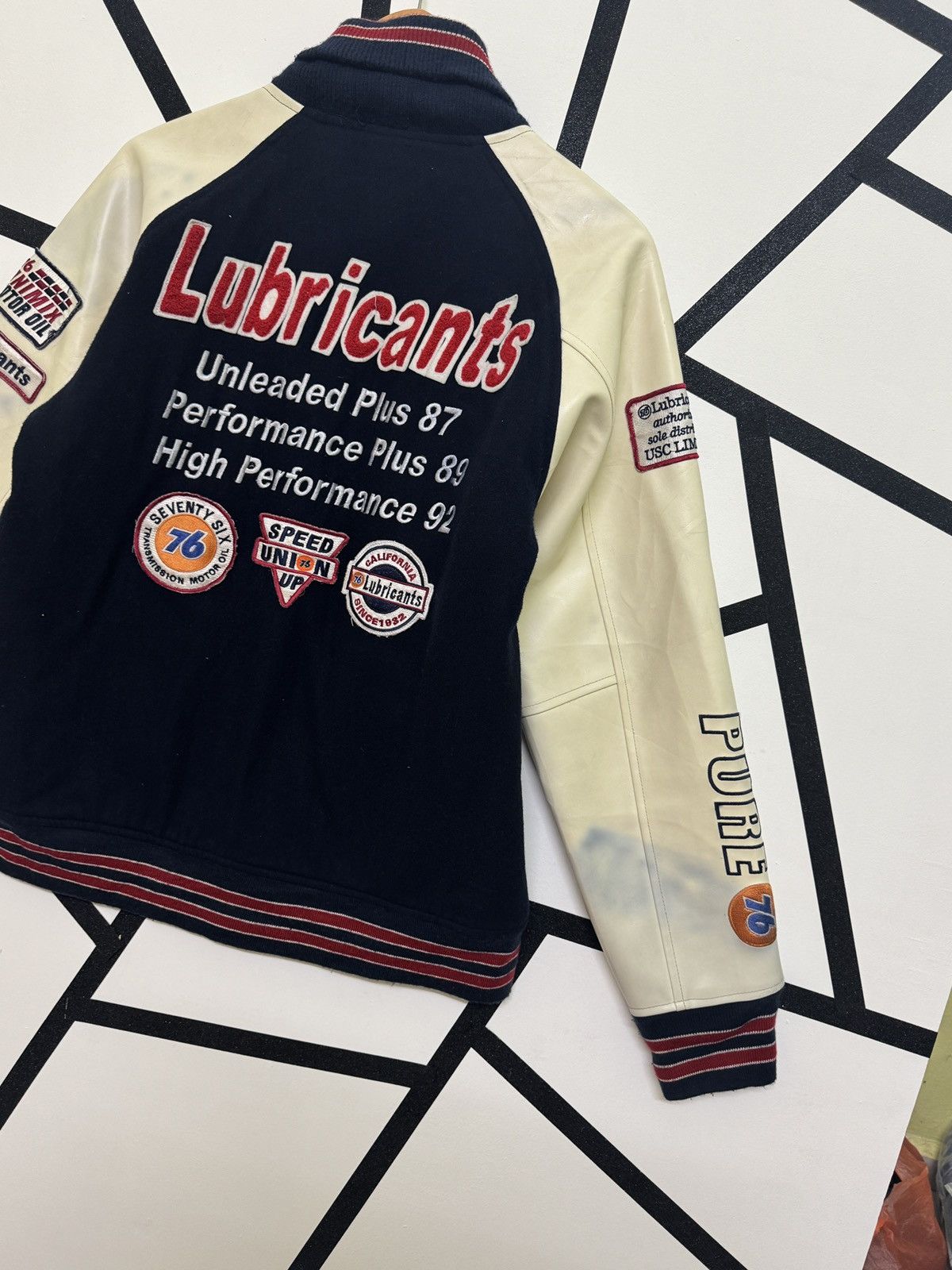 Japanese Brand Vintage 76 Lubricant Sistem Varsity Patches Leather Jackets Size US M / EU 48-50 / 2 - 14 Thumbnail