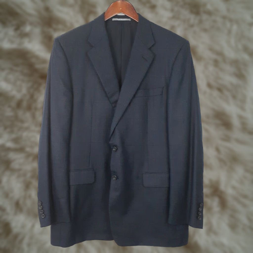 Vintage Hickey Freeman Sport Coat Blue Silk Wool Blend 2 Button Notch Lapel Long 44 Regular Men Size US S / EU 44-46 / 1 - 1 Thumbnail