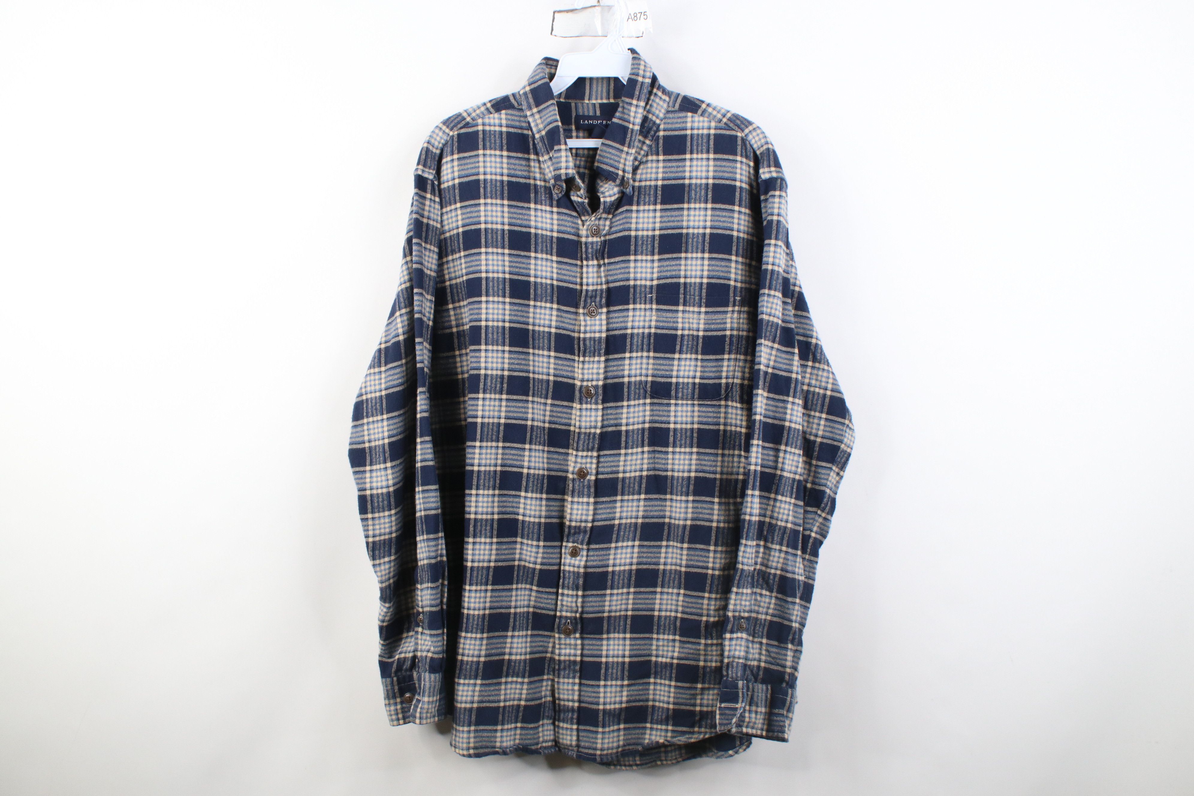 Lands' End Vintage 90s Lands End Collared Button Down Shirt Plaid Size US L / EU 52-54 / 3 - 1 Thumbnail