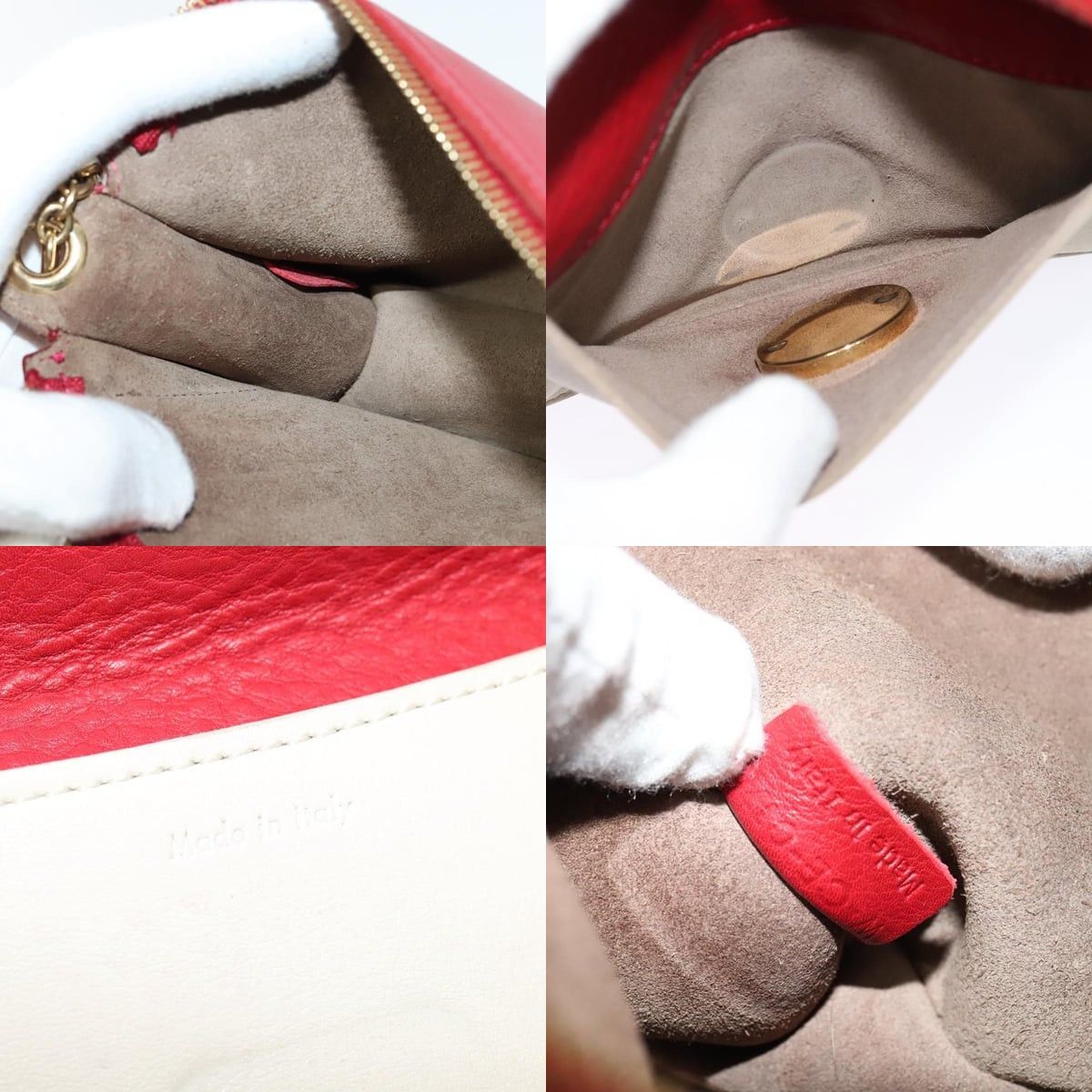 Celine CELINE Chain Shoulder Bag Leather Red Gold Size ONE SIZE - 12 Thumbnail