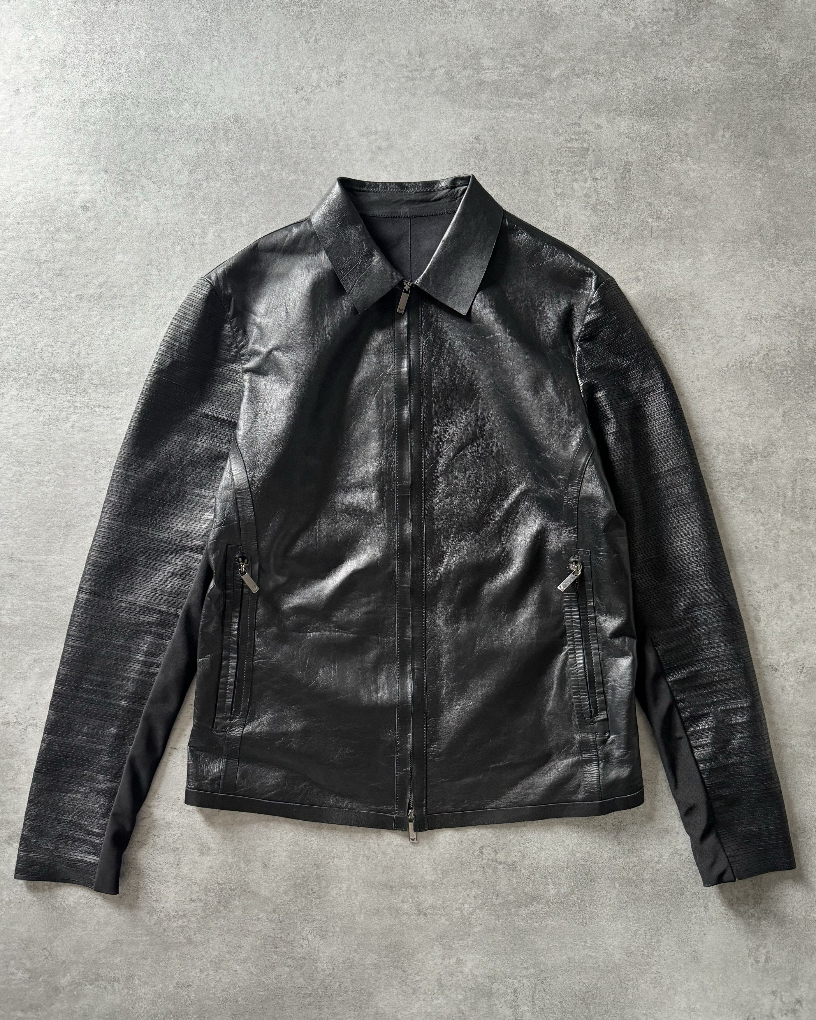 image of Archival Clothing x Emporio Armani Ss2013 Emporio Armani Sophisticated Black Leather Jacket (Size M