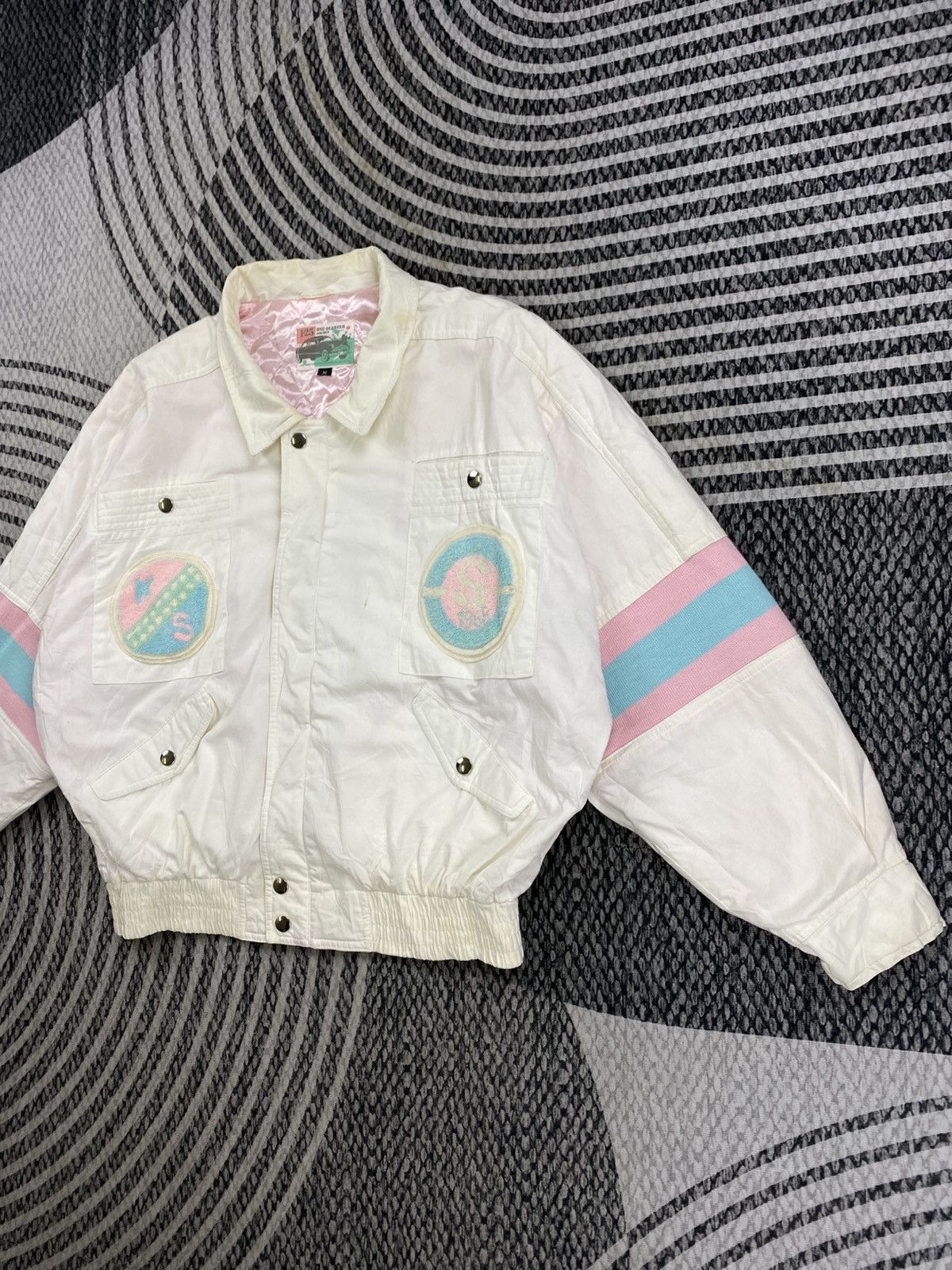 Japanese Brand Vintage One Quarter For Men Big Spellout Bomber Jacket Size US L / EU 52-54 / 3 - 4 Thumbnail
