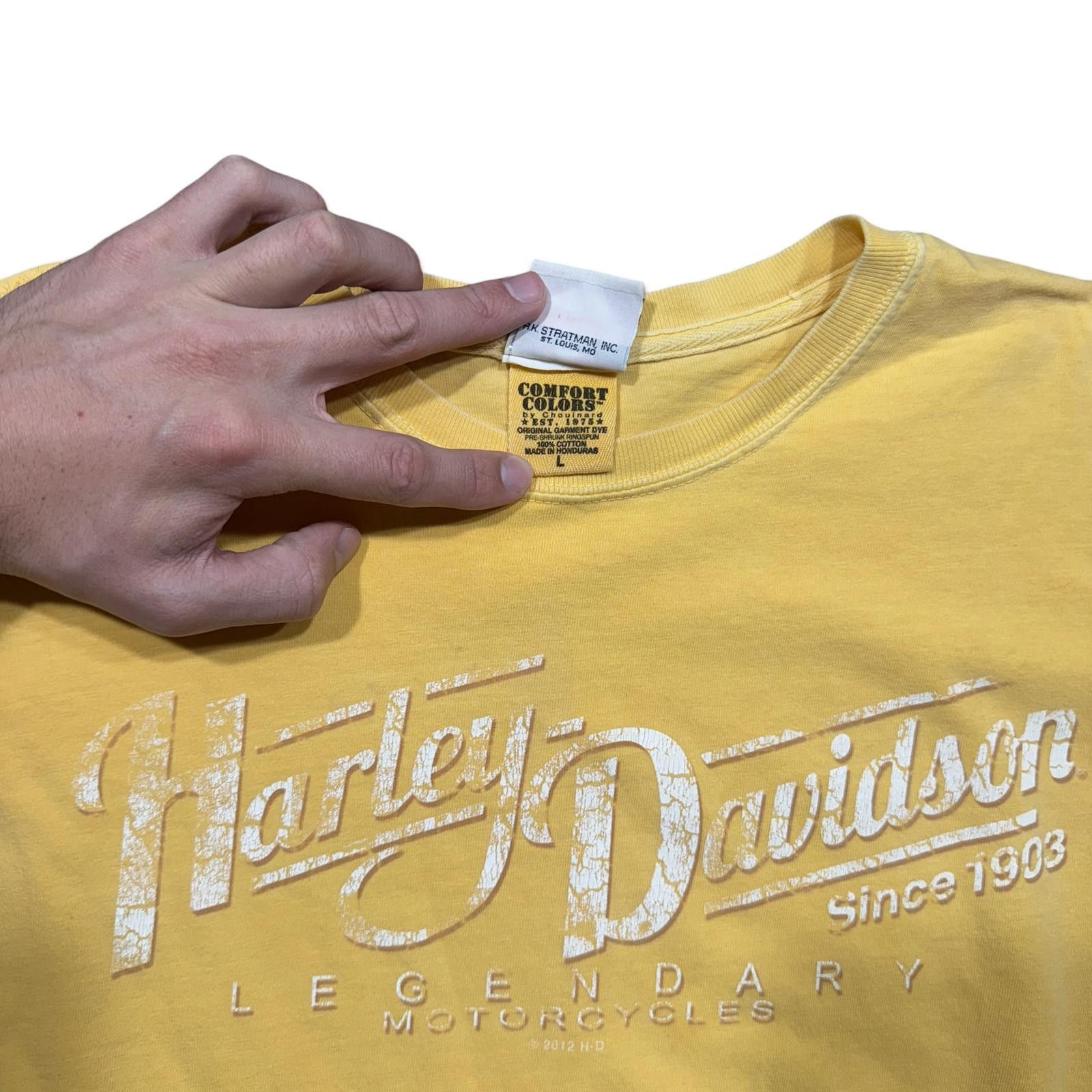 Harley Davidson Harley-Davidson Dothan Alabama Graphic Yellow Ringspun Tee Size US L / EU 52-54 / 3 - 4 Thumbnail