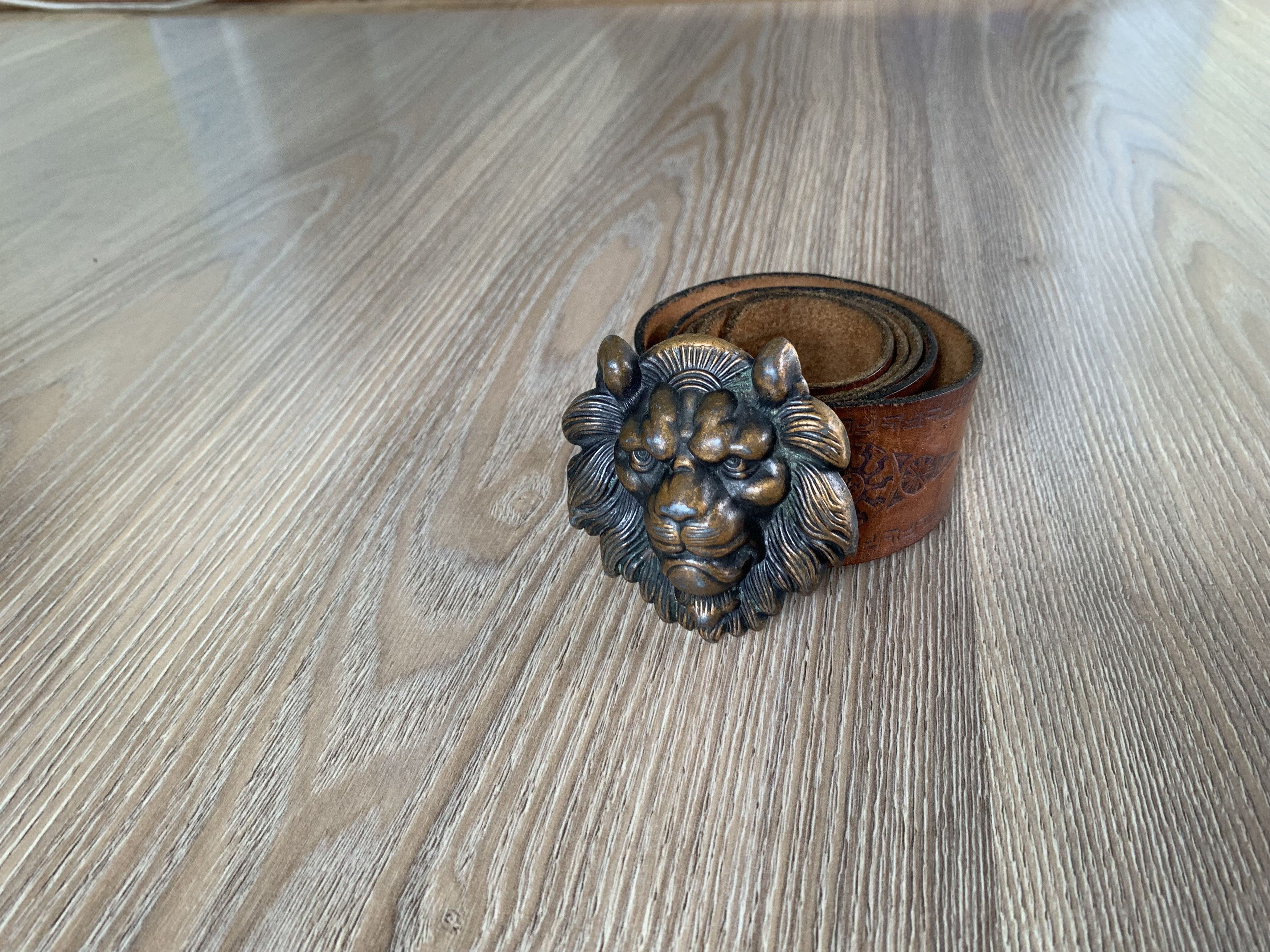 Handmade × Vintage Lion Head Handmade Embossed Leather Belt Size ONE SIZE - 8 Thumbnail