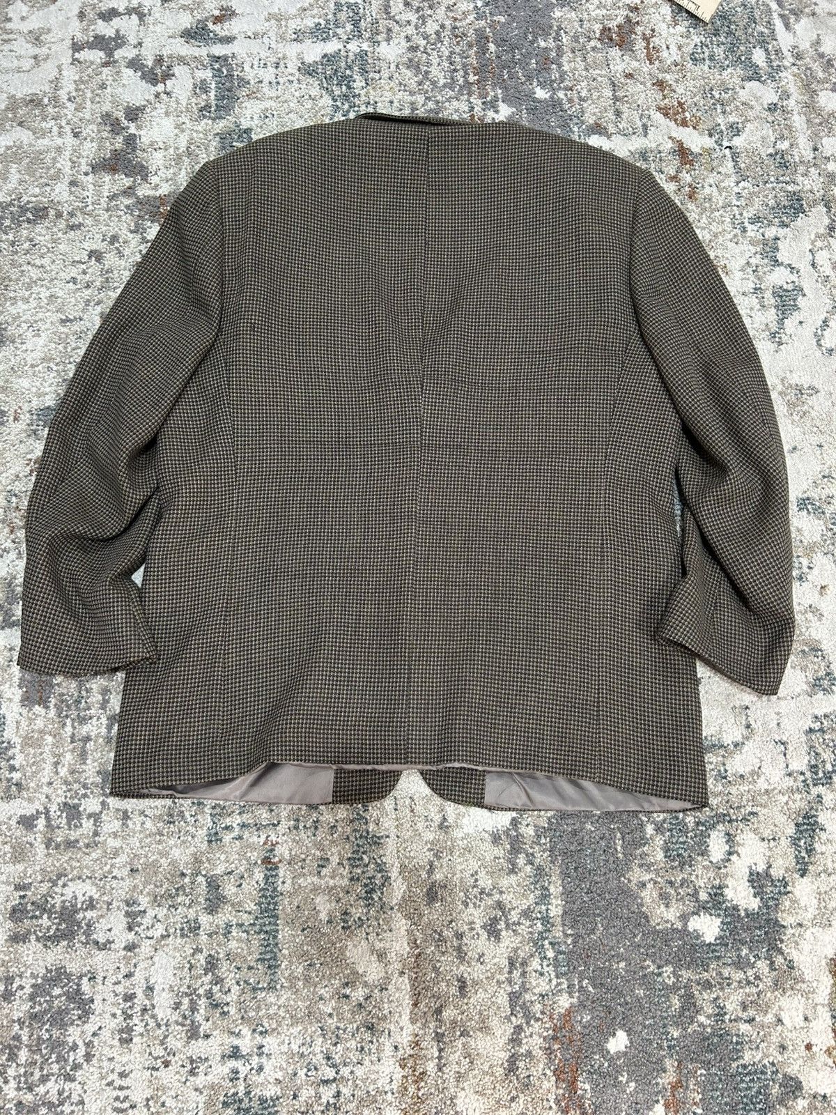 Givenchy Vintage Monsieur Givenchy Wool Sport Coat Brown Navy Houndstooth Size 42R - 2 Thumbnail