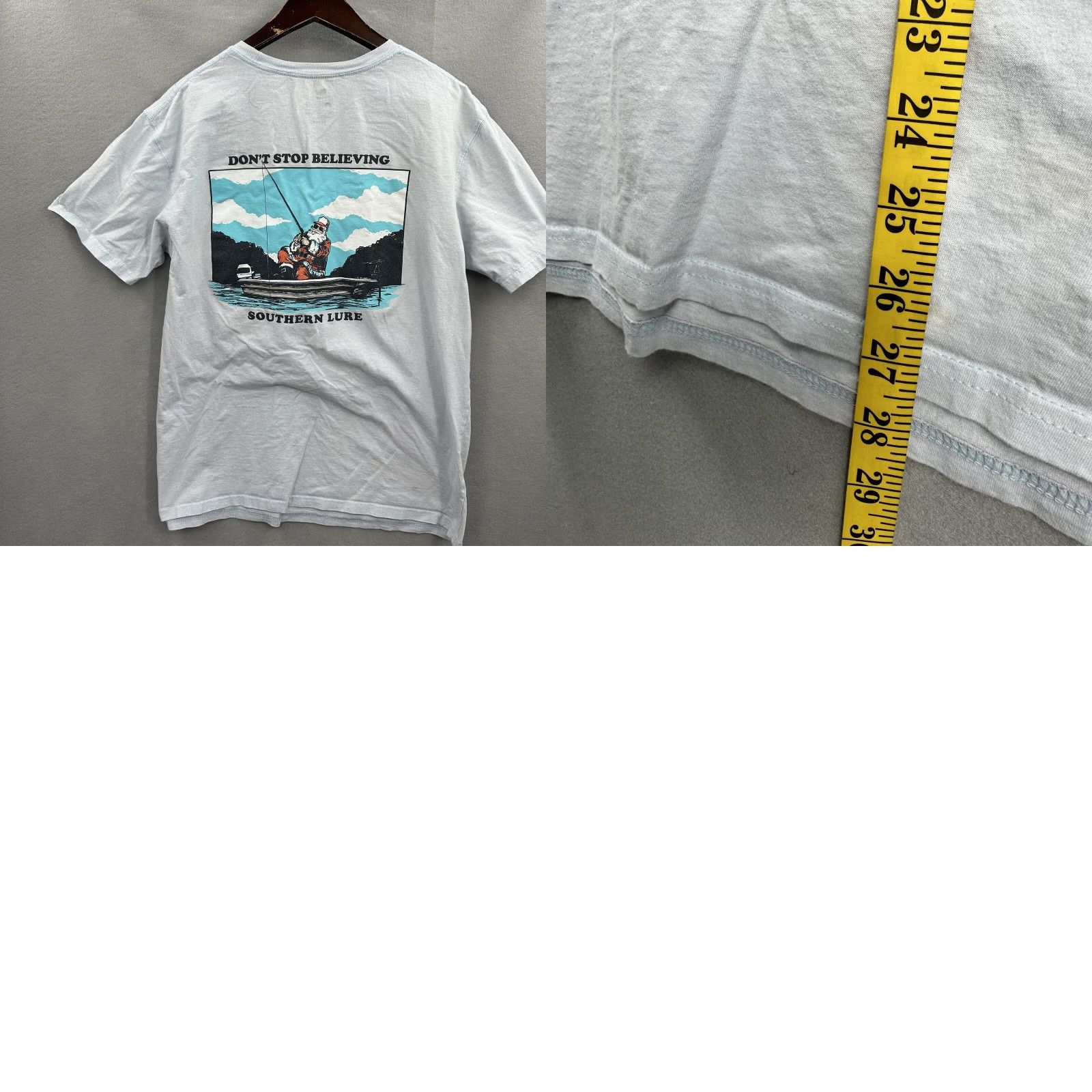 Vintage Southern Lure Mens T-Shirt Small Blue Santa Chillin Christmas Fishing Size US S / EU 44-46 / 1 - 8 Thumbnail