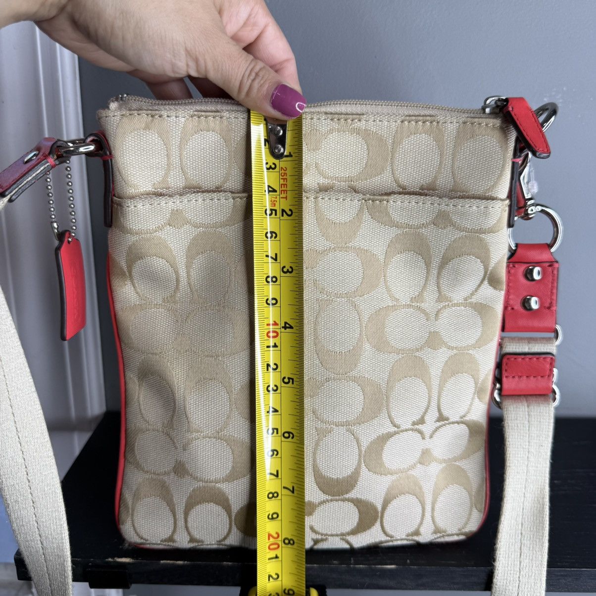 Coach Coach Khaki Signature Canvas Crossbody with Red Leather Trim Size ONE SIZE - 6 Thumbnail