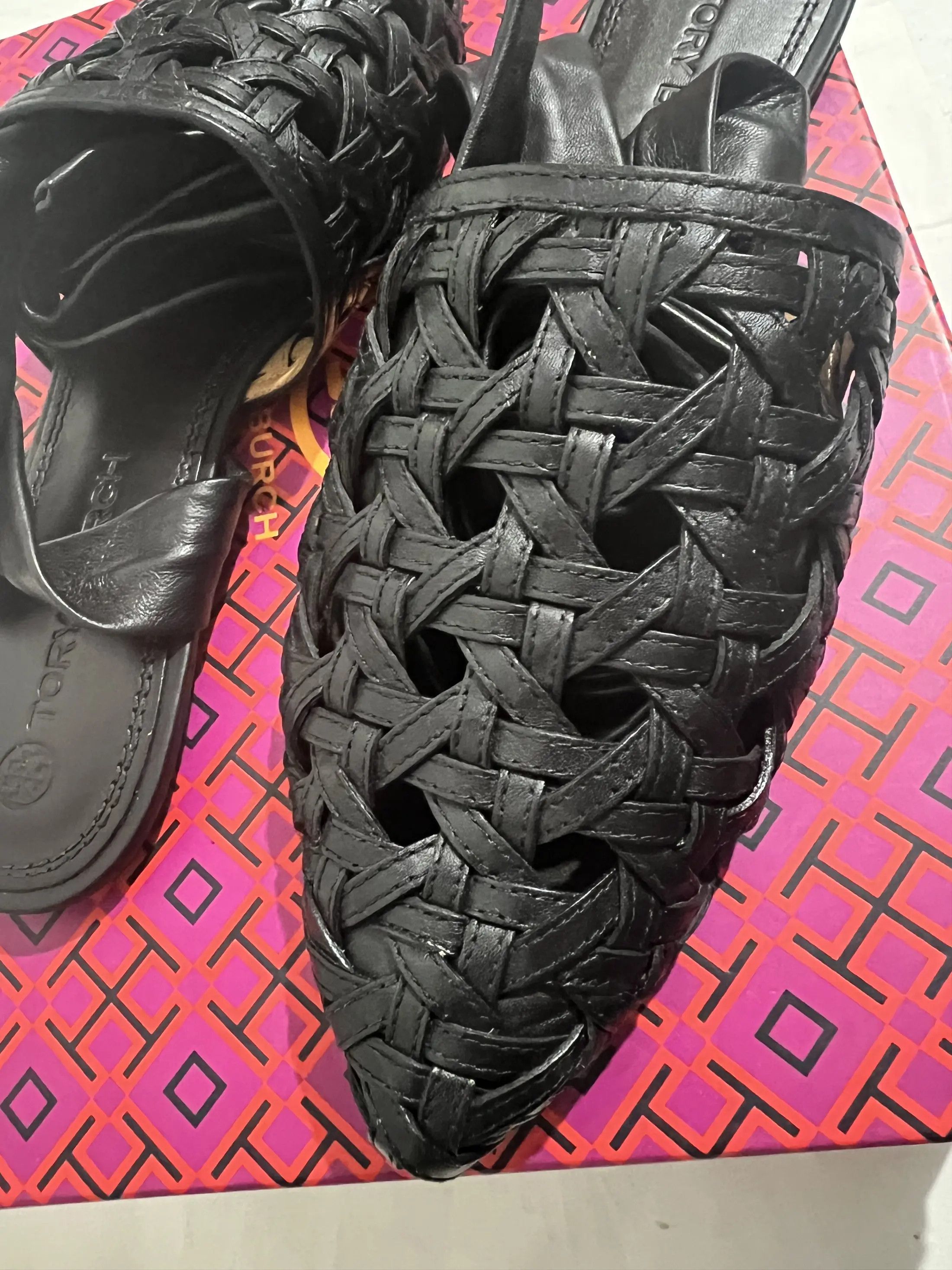 Tory Burch Ankle Ties Flat Basketweave Sandals Size US 8 / IT 38 - 4 Thumbnail