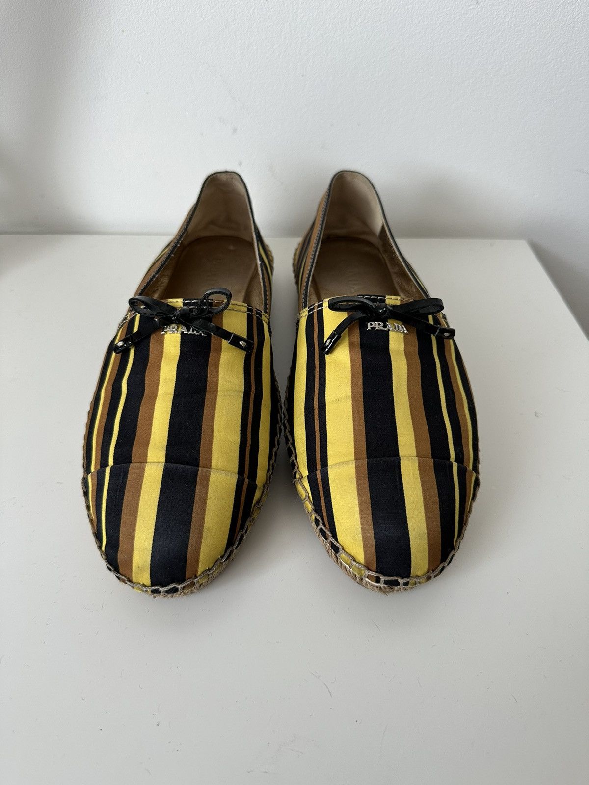 Prada Prada striped yellow black espadrilles shoes Size US 10.5 / IT 40.5 - 2 Thumbnail