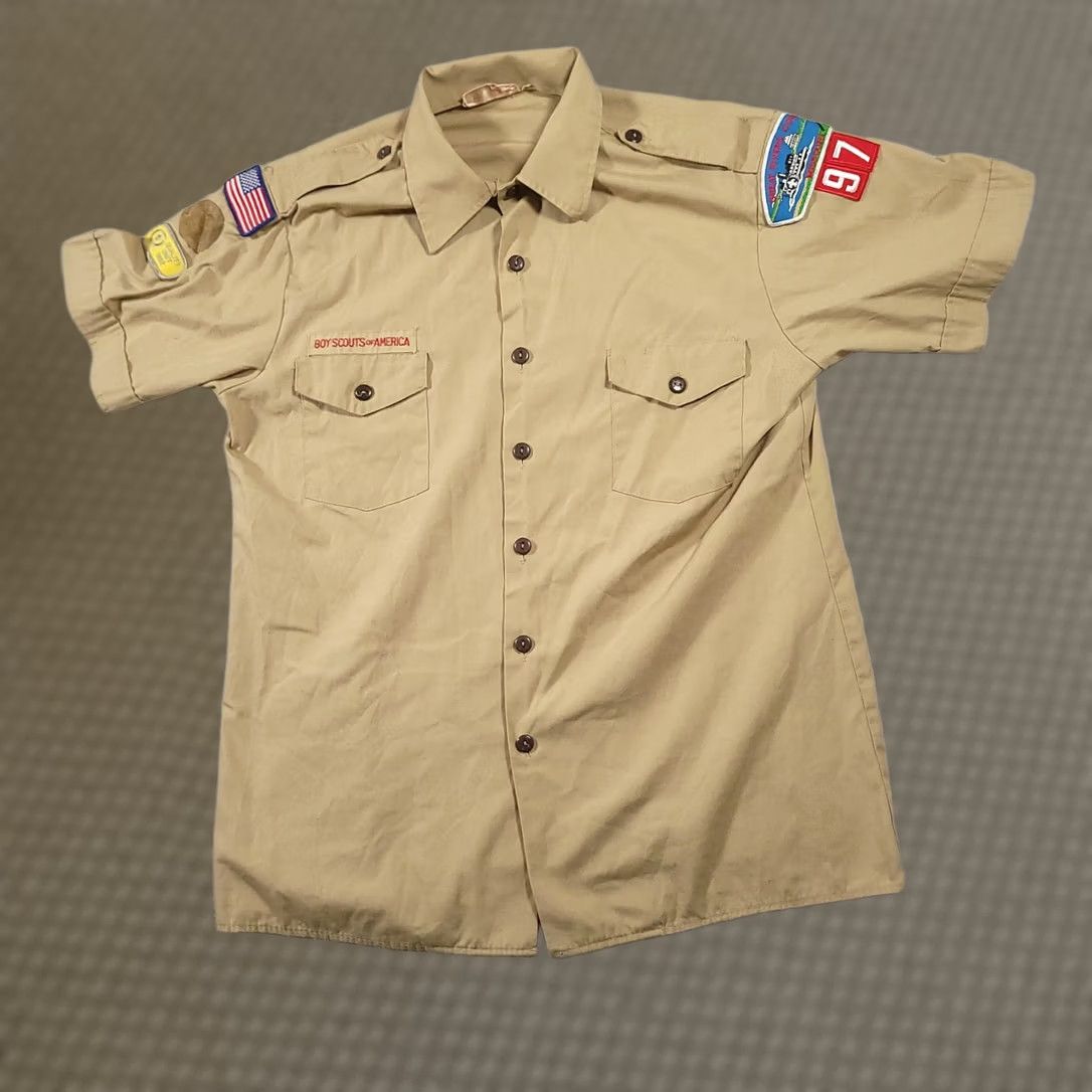 Vintage VINTAGE Boy Scouts Shirt Men’s L Patches Great Rivers Council Missouri Flag Mens Shirt L Brown - Size US L / EU 52-54 / 3 - 1 Thumbnail