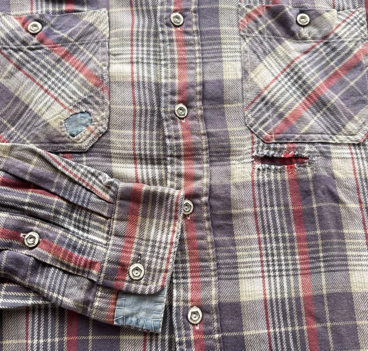 Polo Ralph Lauren Ralph Lauren Patchwork Distressed Plaid Shirt K22 Size US M / EU 48-50 / 2 - 4 Thumbnail