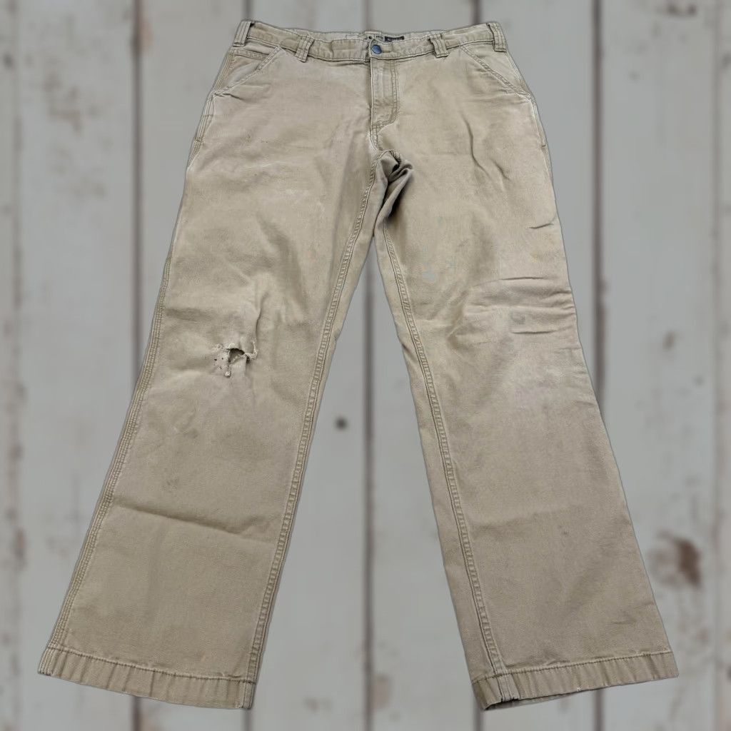 Carhartt Carhartt Pants Men 35x30 Relaxed Fit Canvas Beige Rugged Flex / Carpenter / Workwear / Pockets / Zip / Straight Leg / BN2291-M Size US 35 - 1 Thumbnail