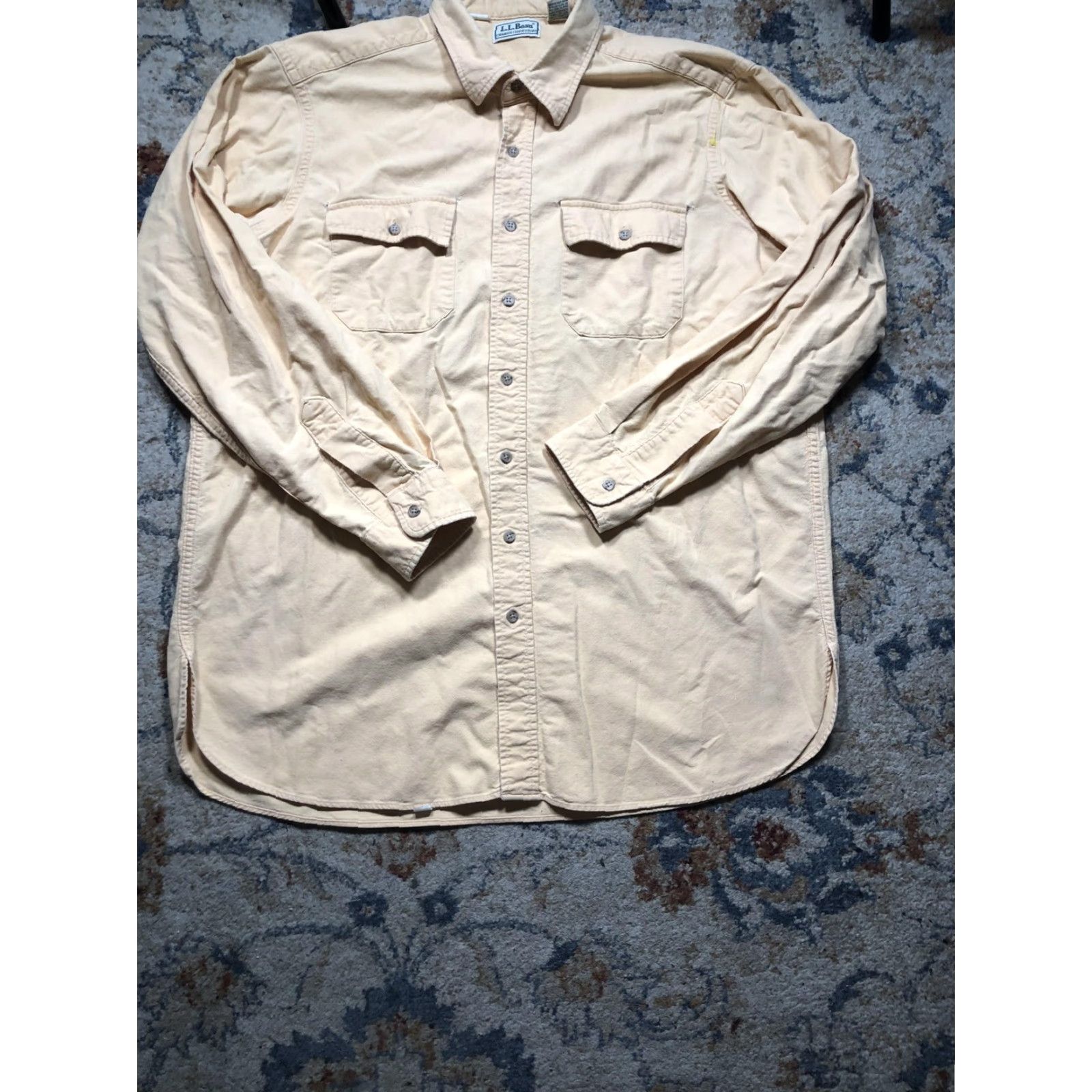 Vintage VINTAGE L.L.Bean Chamois Cloth Shirt Mens Tall XL Yellow Heavyweight 90s Button-Up Long Sleeve Size US XL / EU 56 / 4 - 5 Thumbnail