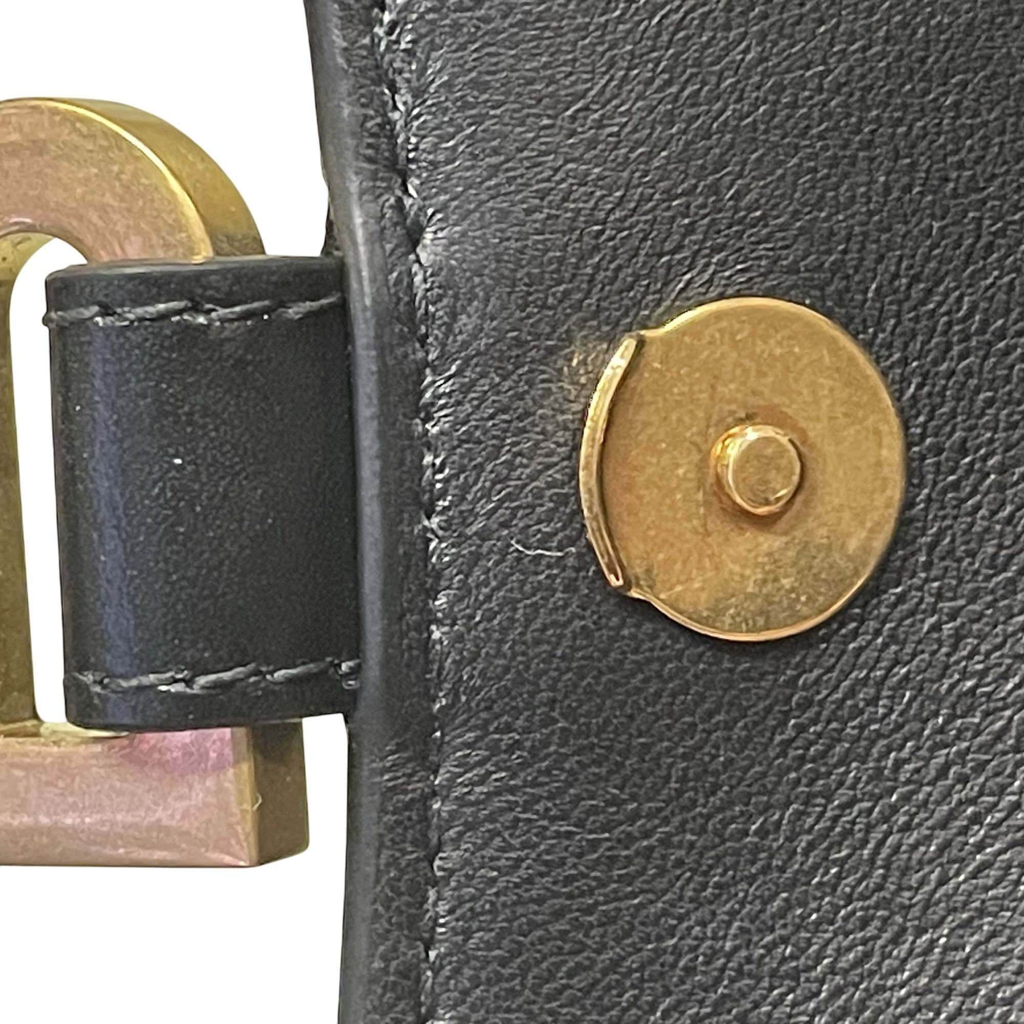Balenciaga Balenciaga Hourglass Small Black Leather Handbag With Gold H Size ONE SIZE - 8 Thumbnail