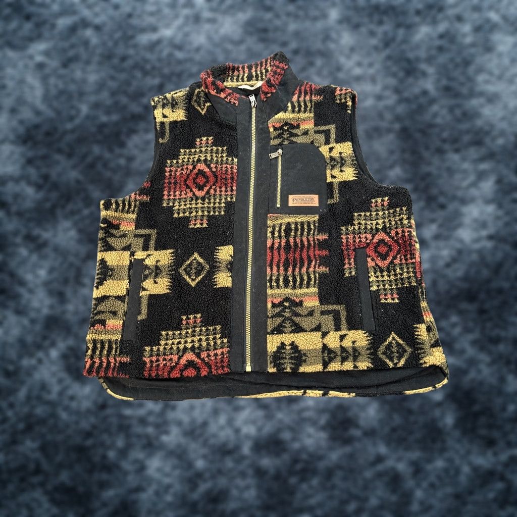 Pendleton VINTAGE Pendleton Ridgeline Beech Vest Mens 2XL Fleece Full Zip Black Red Aztec Western Casual Travel Shirt? Size US XXL / EU 58 / 5 - 1 Thumbnail