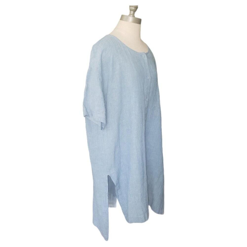 Designer CT329 Poetry Blue Short Sleeve Ladies Tunic 10 Size L / US 10 / IT 46 - 2 Thumbnail