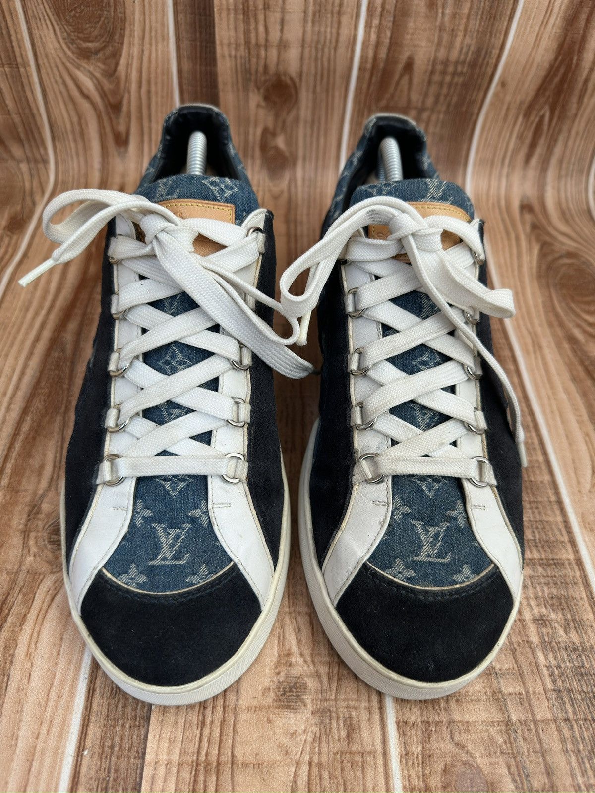 Louis Vuitton Louis Vuitton Rennes Blue Monogram Denim Sneaks Size US 10 / EU 43 - 3 Thumbnail