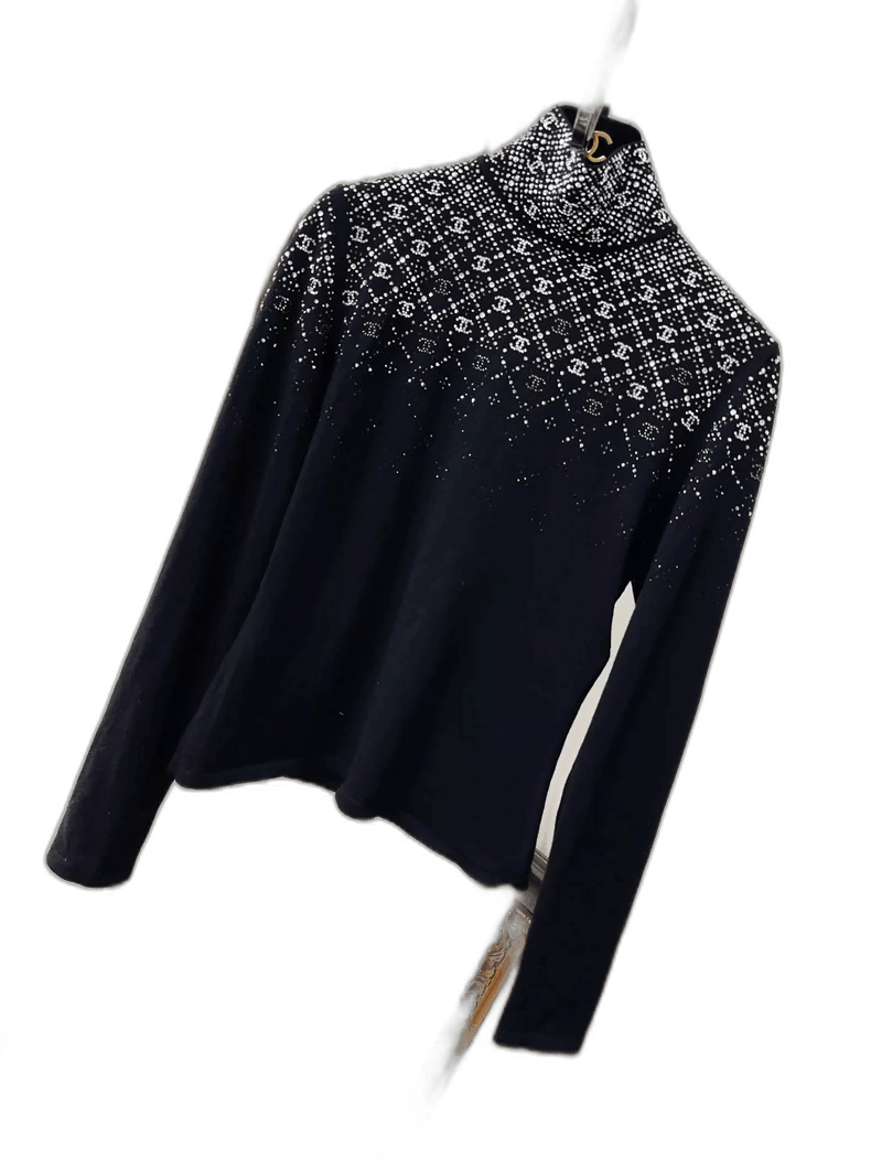 Chanel Chanel Black Knit Top with Diamond Logo Size XS / US 0-2 / IT 36-38 - 1 Thumbnail