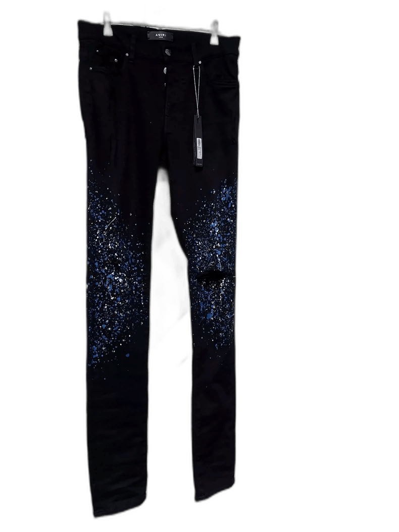 Amiri amiri black denim jeans with paint splatter Size US 32 / EU 48 - 1 Thumbnail