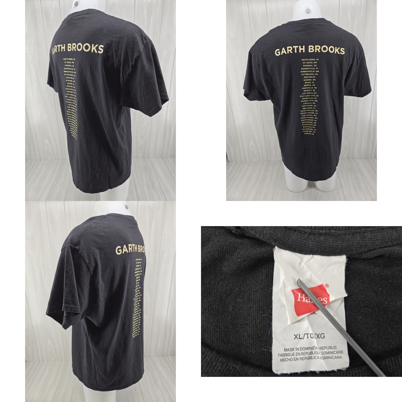 Hanes Garth Brooks Stadium Tour Concert Black Hanes Tag T-Shirt Size XL Men Short Sleeve Crew Neck Hanes Tag T-Shirt Size US XL / EU 56 / 4 - 8 Thumbnail