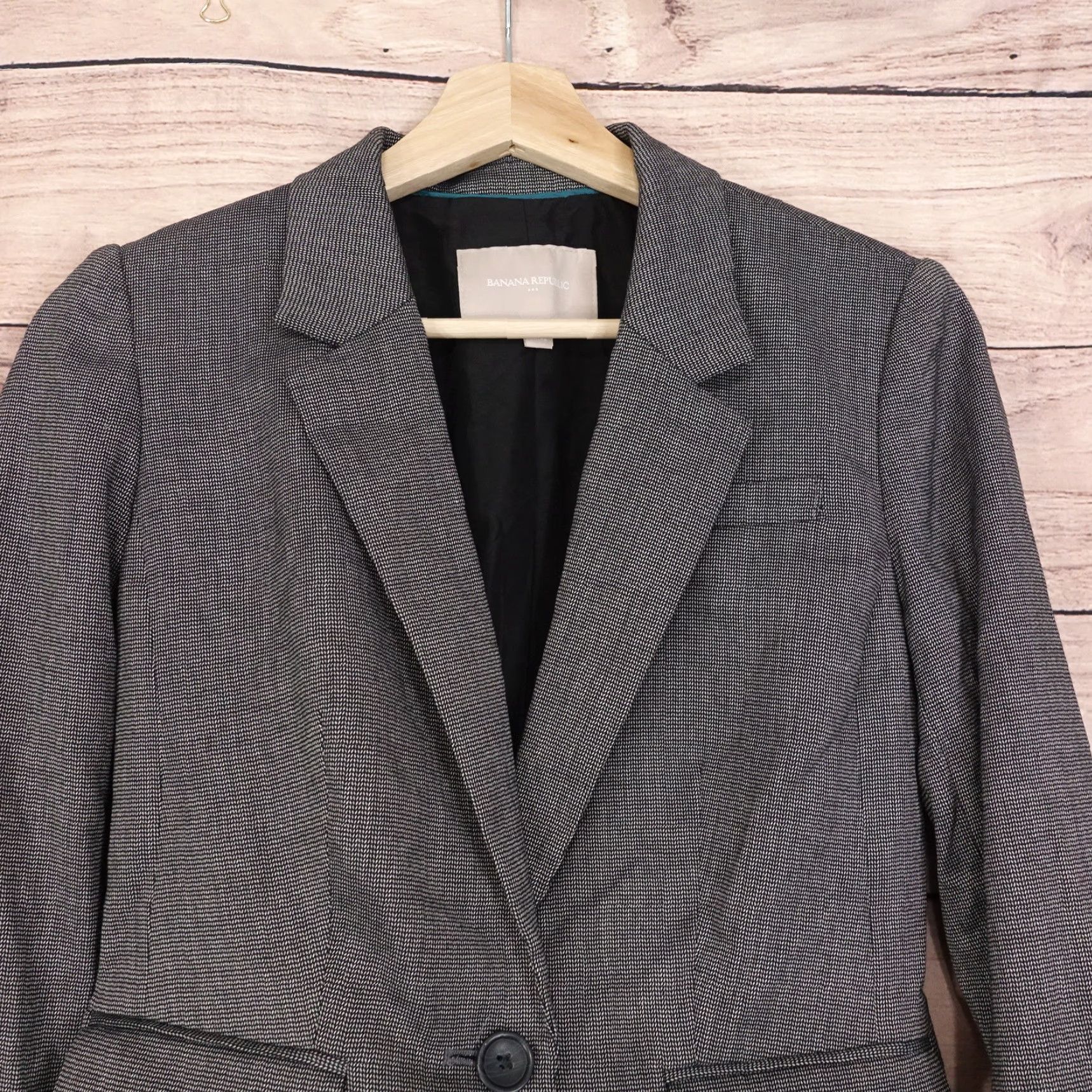 Banana Republic Banana Republic Women’s Grey Suit Jacket — 0 Regular Fit Long Sleeve Office Workwear Fall Spring Summer Winter Size XS / US 0-2 / IT 36-38 - 2 Thumbnail