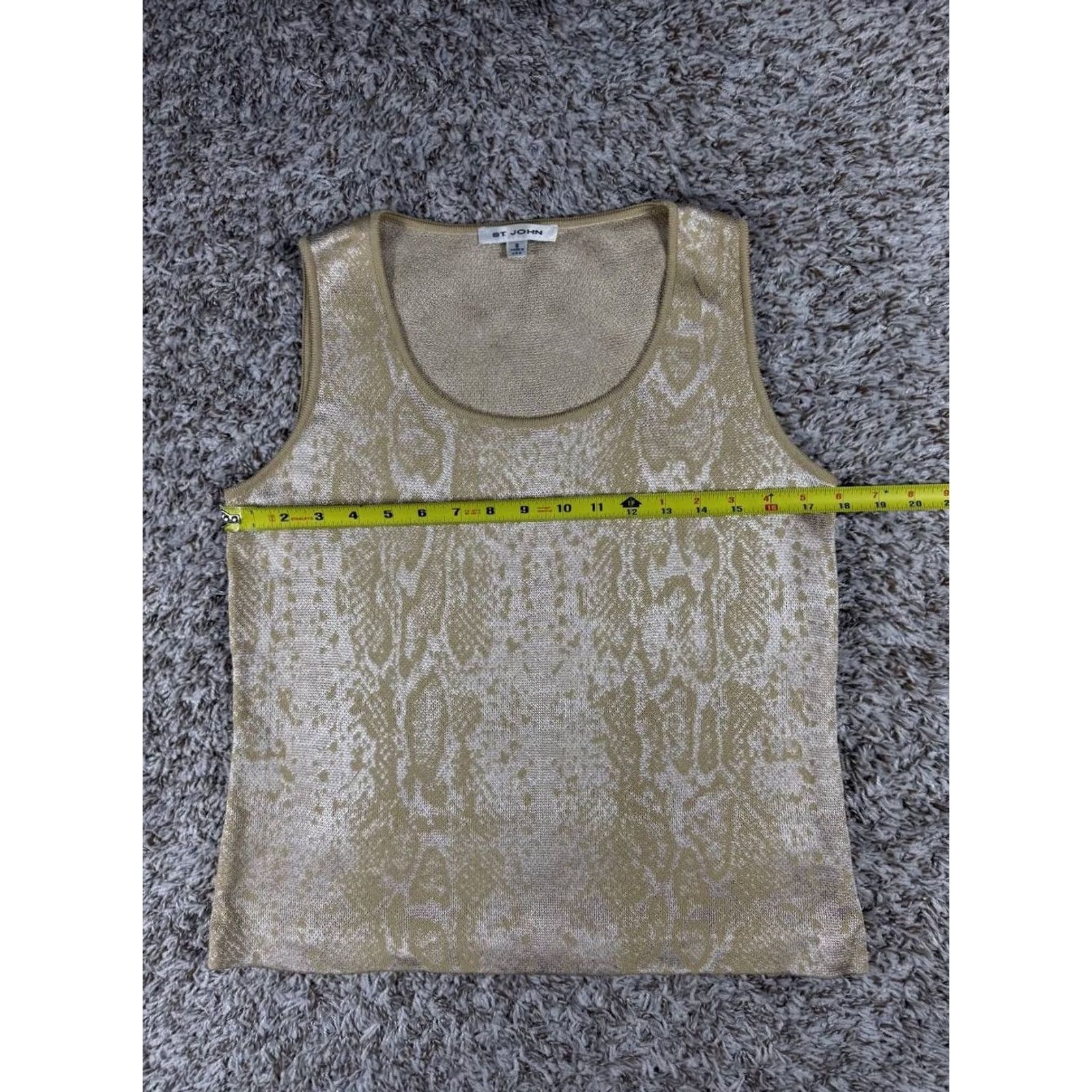 St. John St. John Metallic Knit Sleeveless Shell Top Beige Gold Size 6 Women Size M / US 6-8 / IT 42-44 - 5 Thumbnail