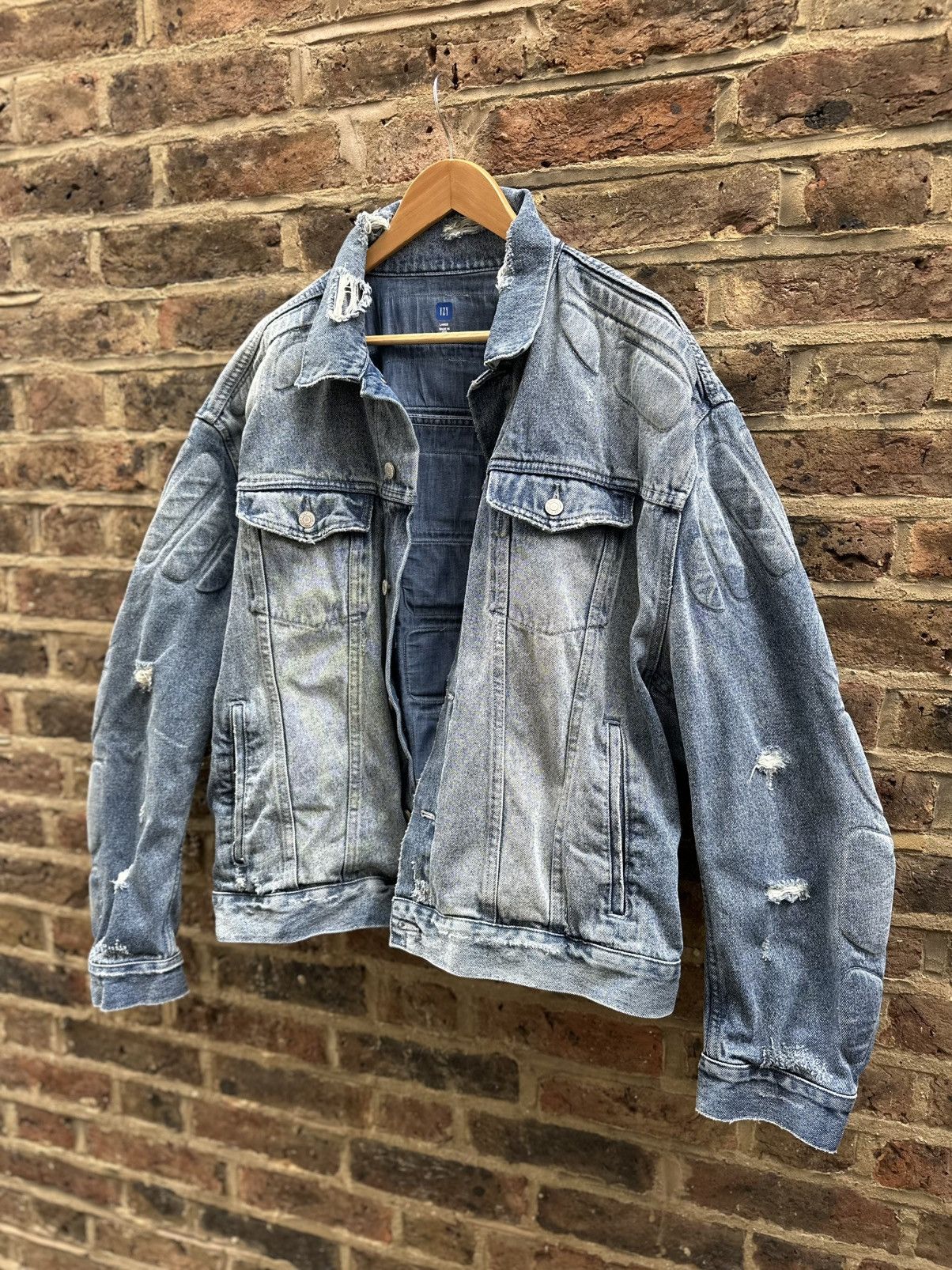 YEEZY GAP BALENCIAGA PADDED DENIM JACKET MADE IN USA BLUE L