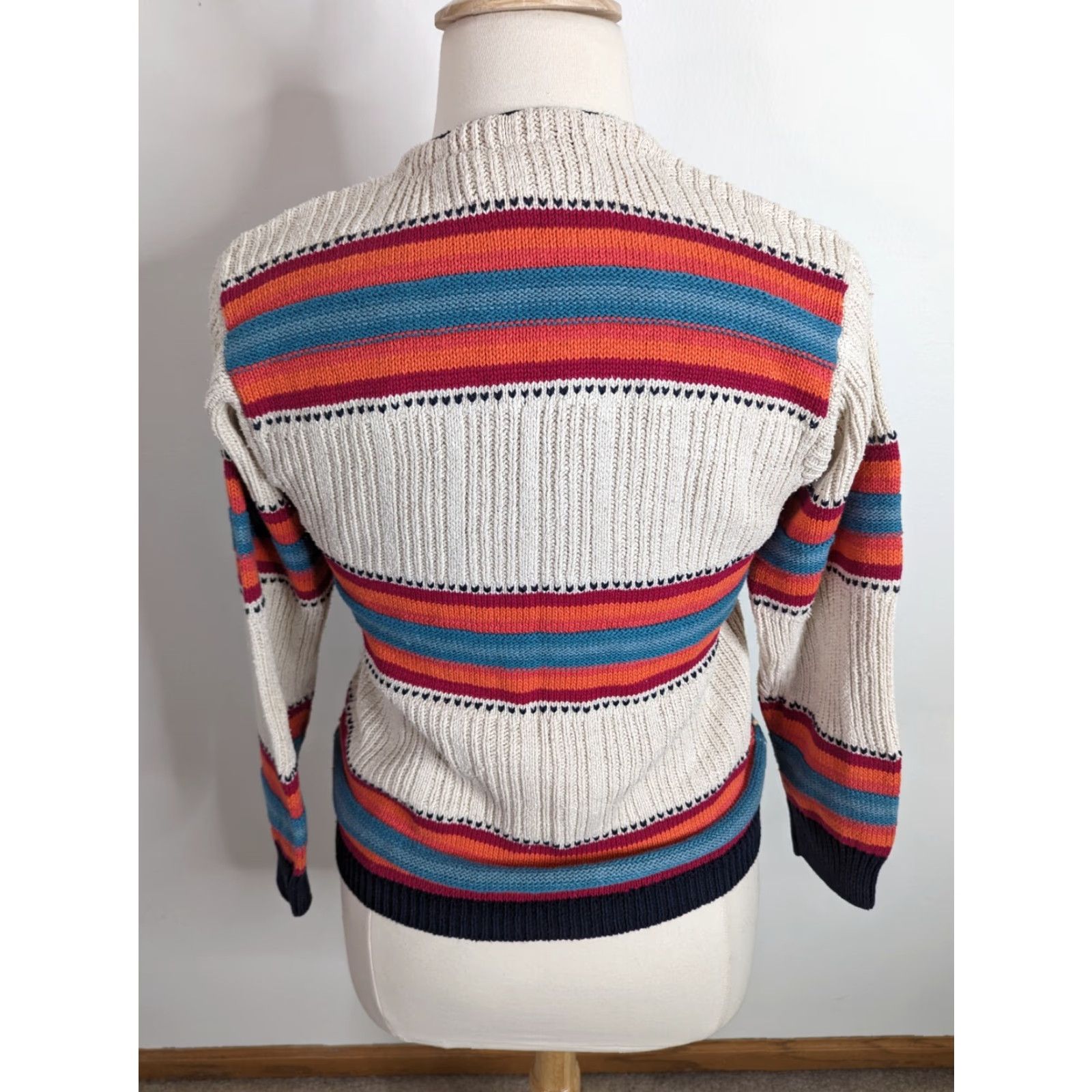 Vintage **Vintage Y2K Striped Women's Cable Knit Wool Cardigan Petite Large PL** User: Vintage Y2K Striped Women's Cable Knit Wool Cardigan Petite Large PL Size L / US 10 / IT 46 - 3 Thumbnail
