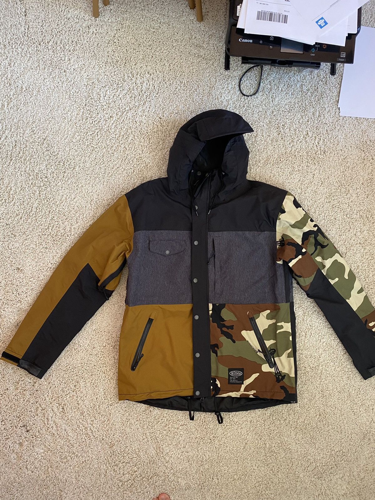 image of Junya Watanabe x Manastash Color Block Parka Medium in Blue, Men's