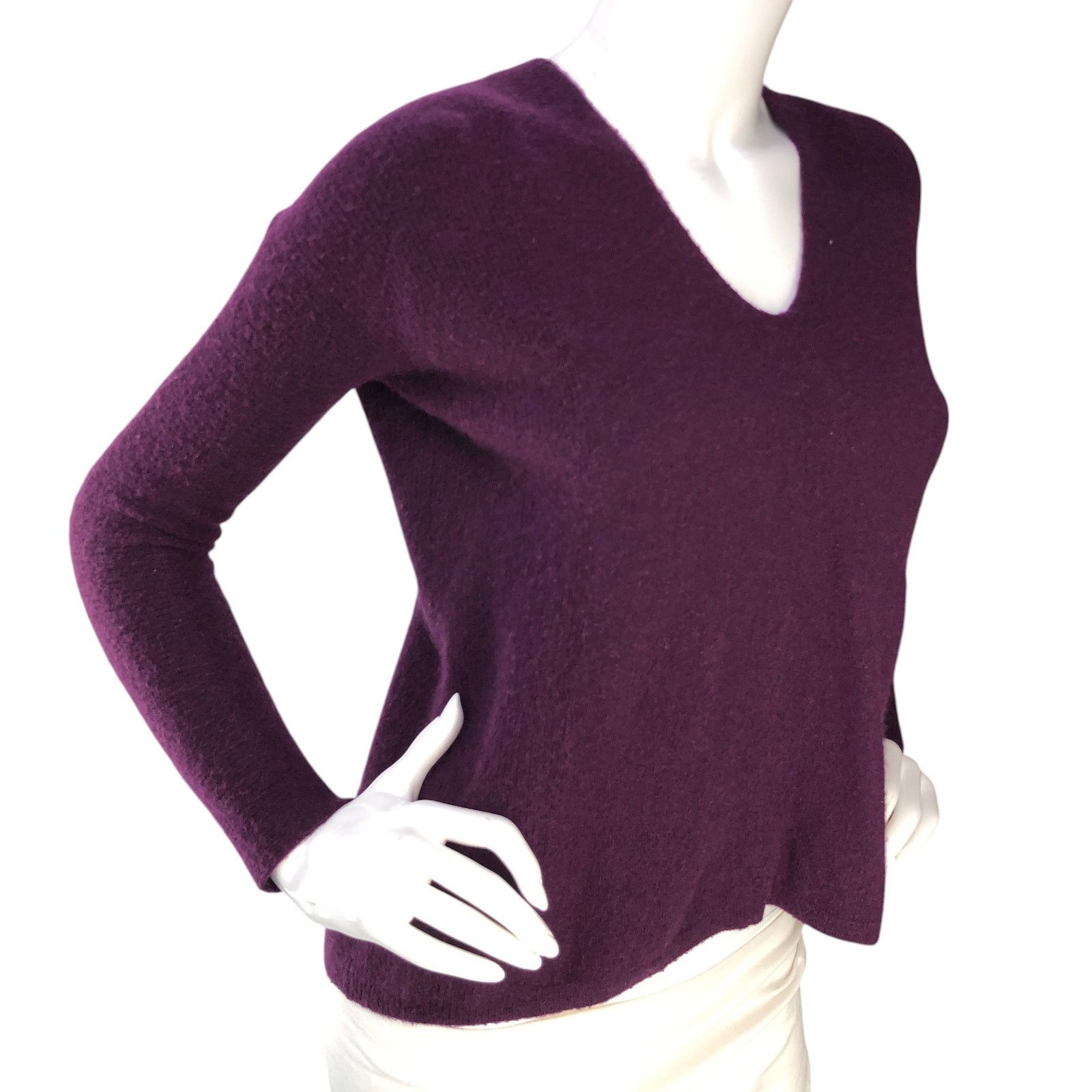 Vince Vince Sz S Sweater Double V Neck Wool Cashmere Blend Purple Size S / US 4 / IT 40 - 10 Thumbnail