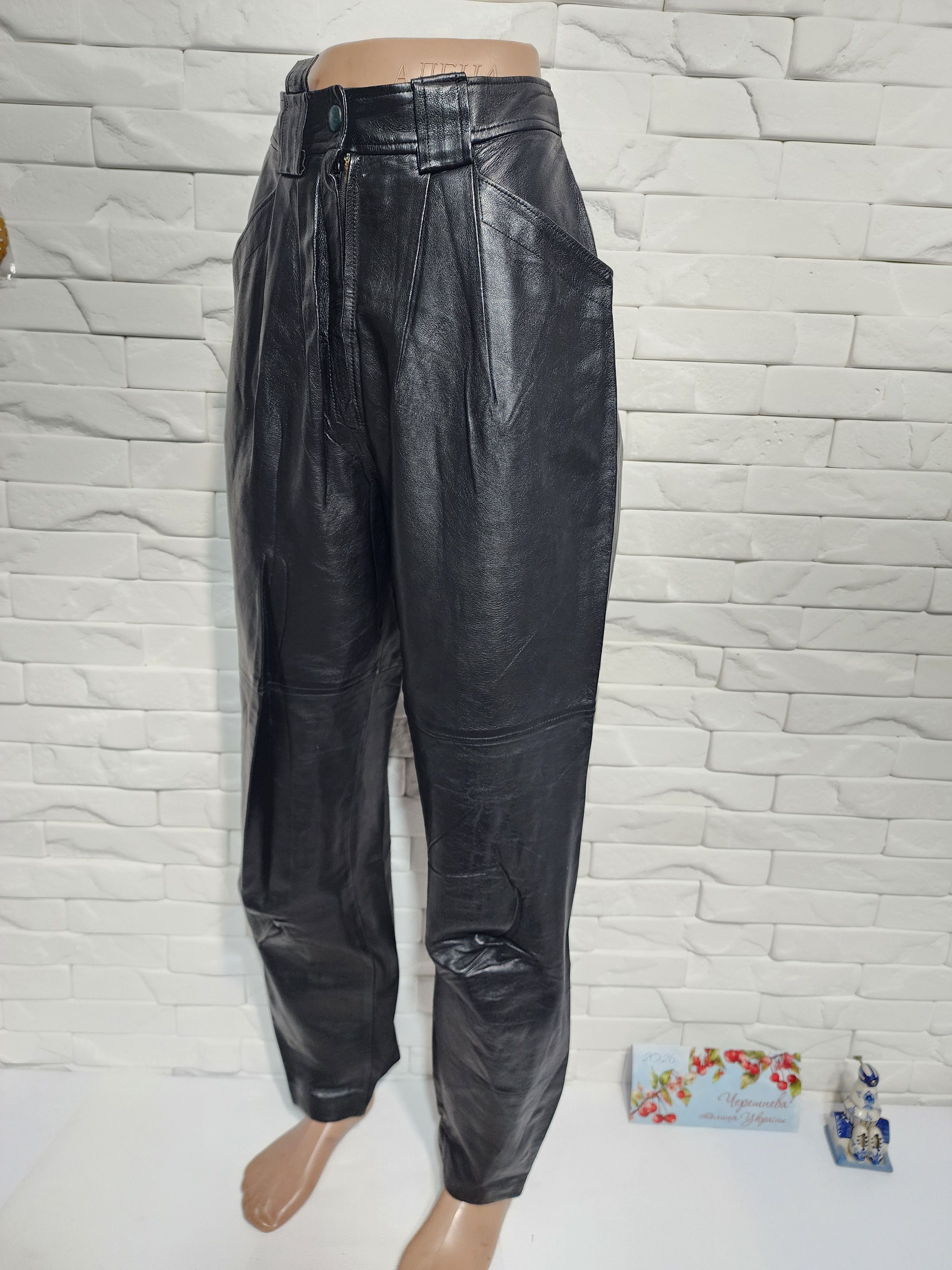 Other Black Leather Pants: Women's Style Genuine Leather Trousers Size 28" / US 6 / IT 42 - 2 Thumbnail