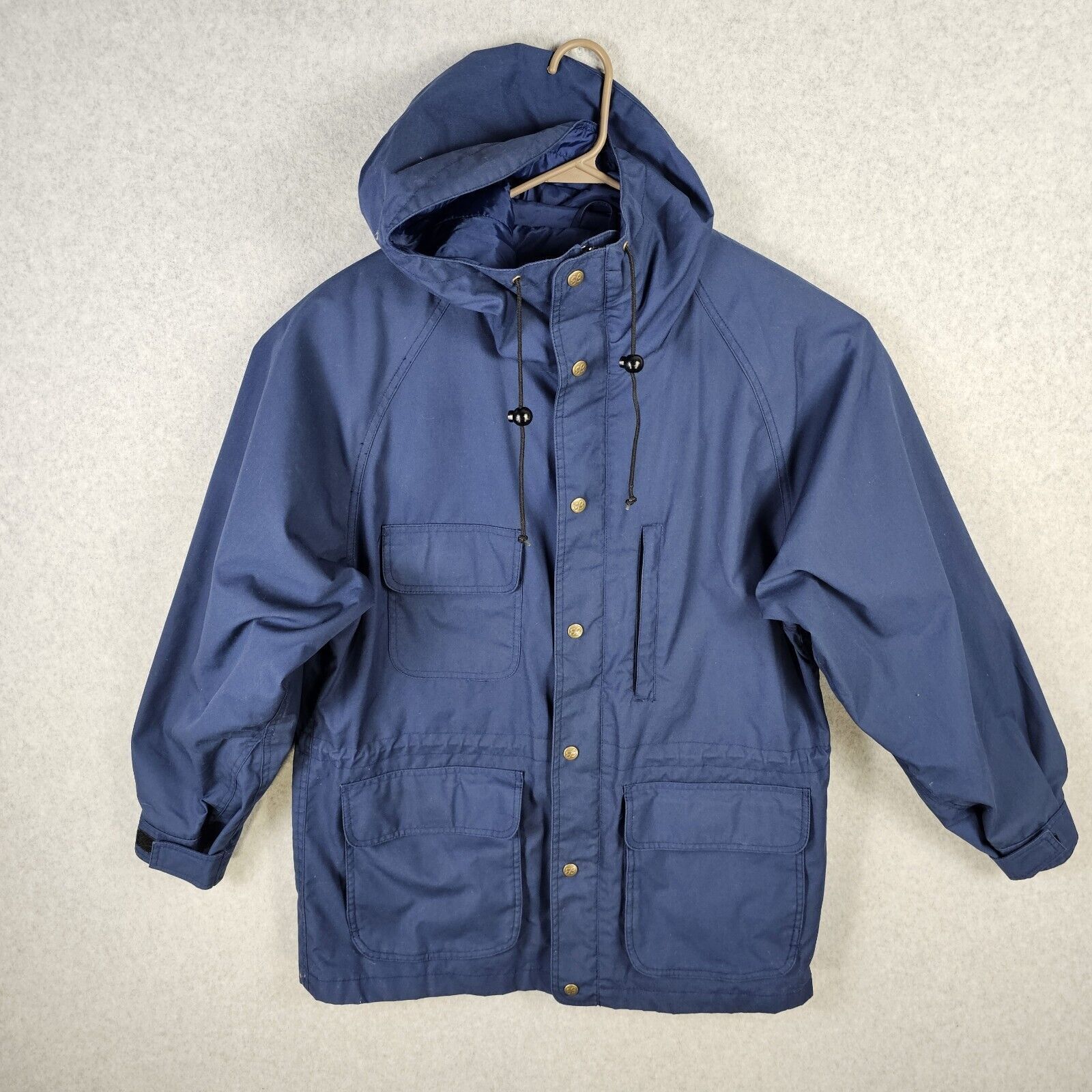 Veste Eddie Bauer WeatherEdge Homme Taille L - Bleu/gris, Capuche, Imperméable - Occasion TBE