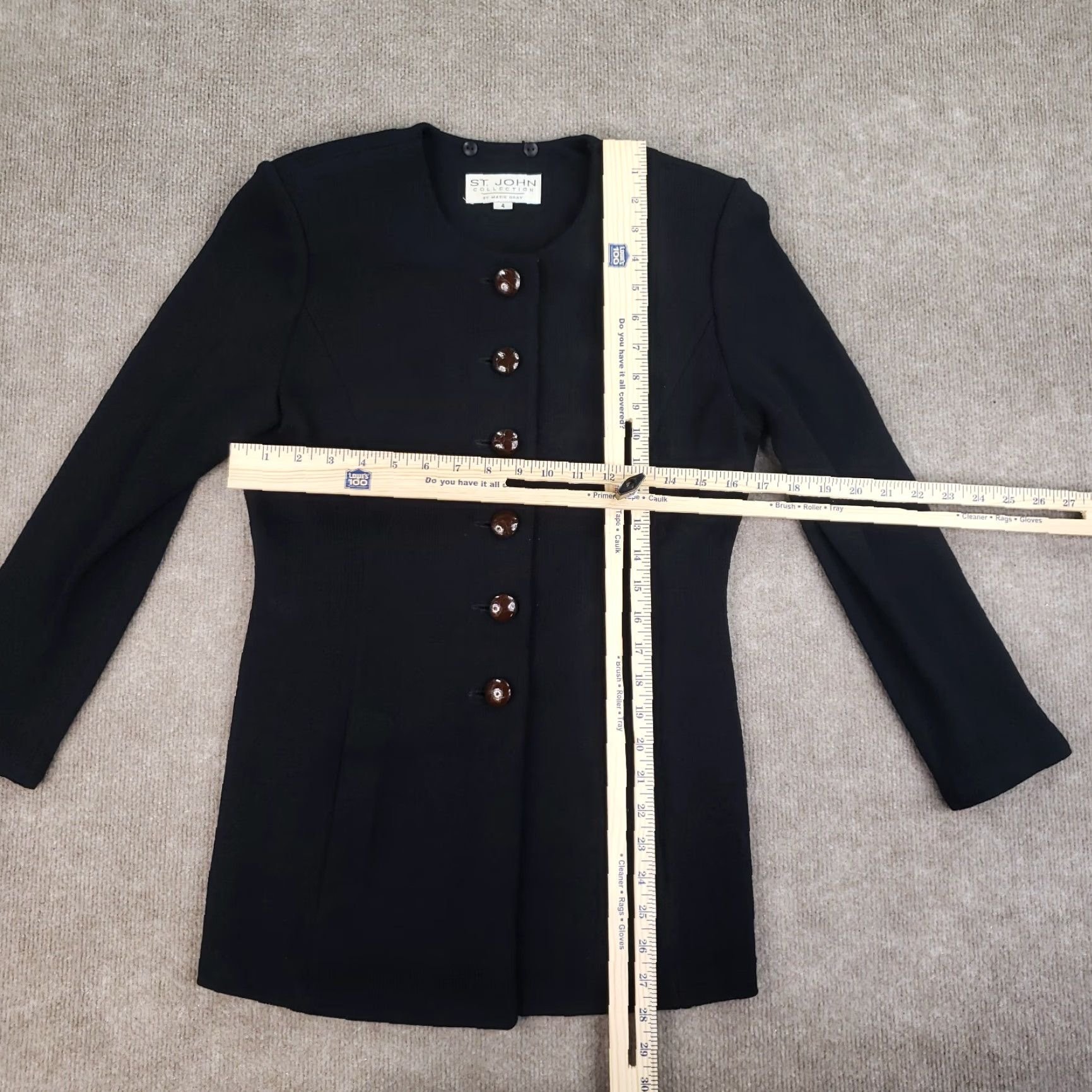Vintage Marie Gray St John Collection Womens Black Blazer Jacket Size 4 Extra Large Size S / US 4 / IT 40 - 2 Thumbnail