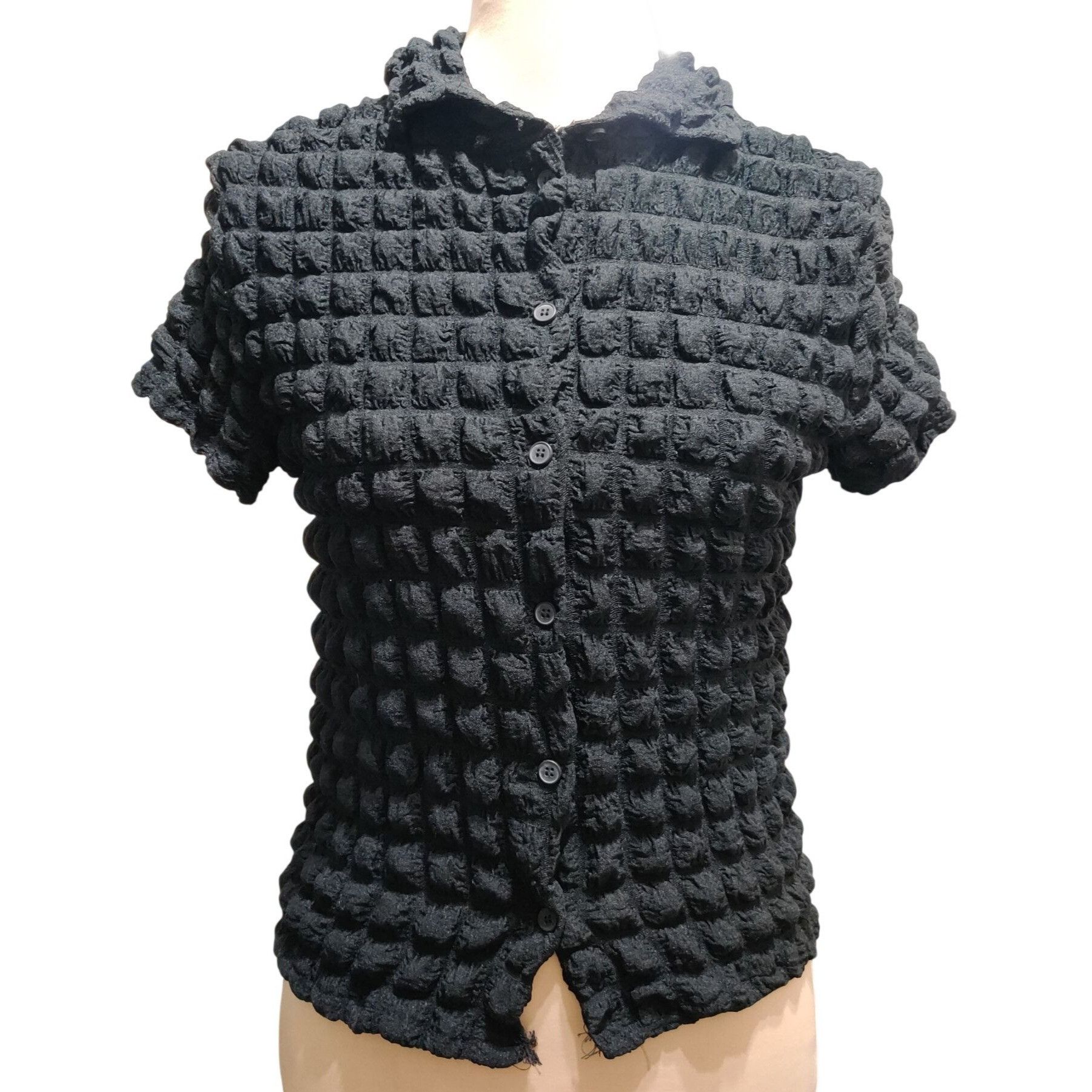 Other Jolie & Joy M Womens Black Shirt Textured Bubble Button Stre Size M / US 6-8 / IT 42-44 - 9 Thumbnail