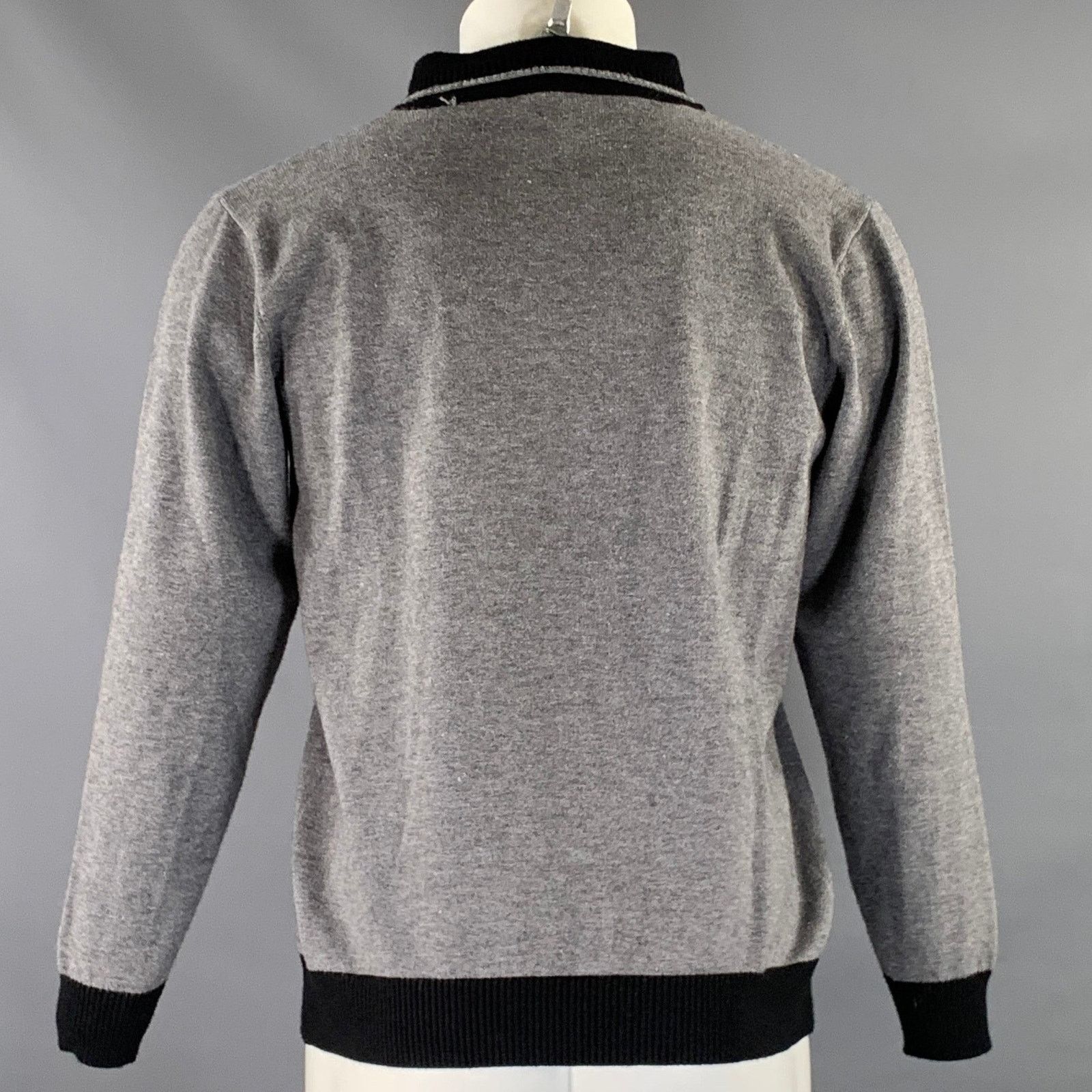 Kiton Size M Gray Black Knitted Cashmere Silk V-Neck Pullover Size US M / EU 48-50 / 2 - 4 Thumbnail