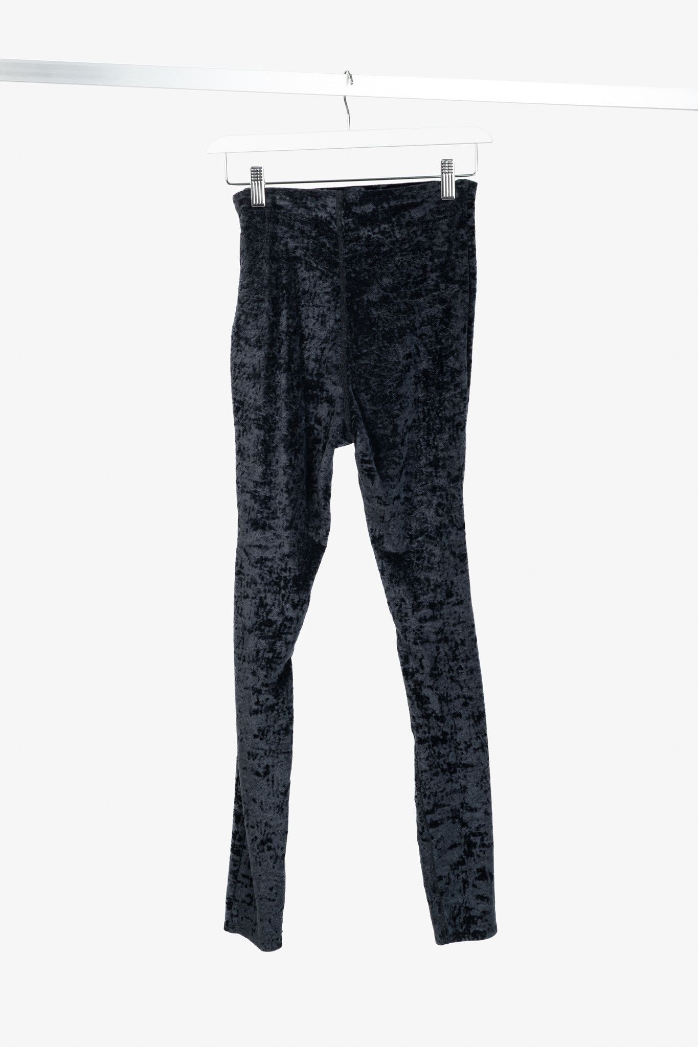 Balenciaga Balenciaga Demna Black Crushed-Velvet Draped-Front Leggings Size 25" / US 0 / IT 36 - 2 Thumbnail