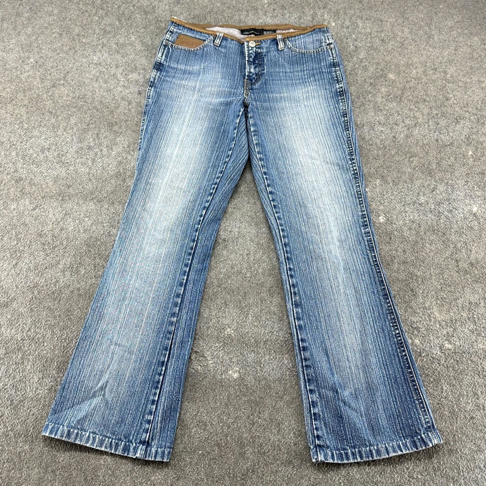 Vintage VINTAGE No Boundaries Jeans Juniors 7 Blue Flare Low Rise Faux Leather 2000s Y2K Jeans Boots Size 28" / US 6 / IT 42 - 2 Thumbnail