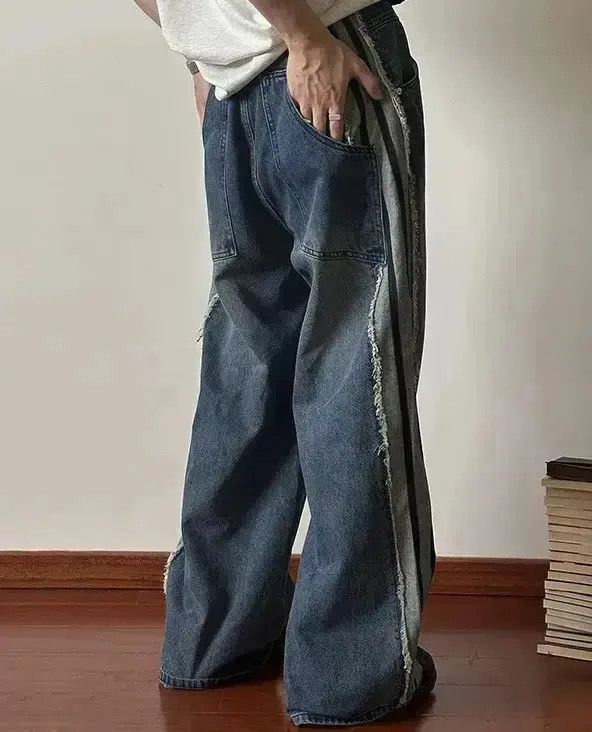 Japanese Brand Distressed Burrs Spliced Baggy Jeans Size US 32 / EU 48 - 6 Thumbnail