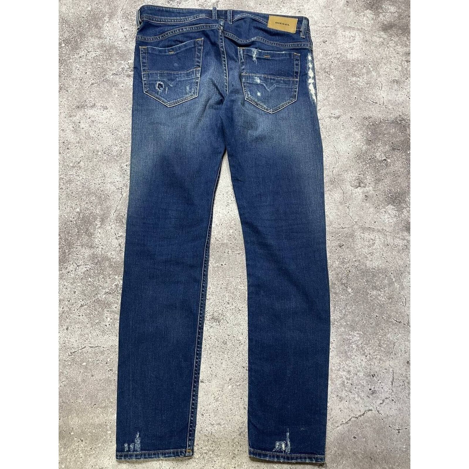 Diesel × Vintage Vintage Diesel Thommer Jeans Blue Slim-Skinny Distressed Size US 34 / EU 50 - 5 Thumbnail