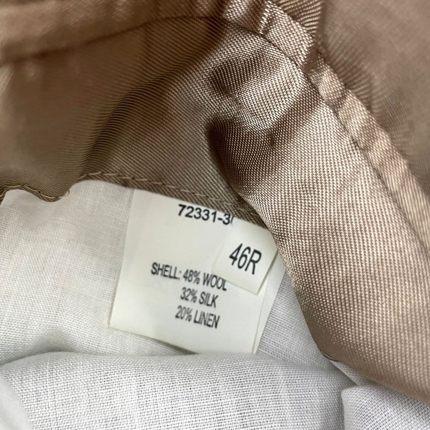 Jos. A. Bank Jos A Bank Men’s Blazer 46R Beige Blue Houndstooth Wool Silk Linen 2-Button Size 46R - 7 Thumbnail