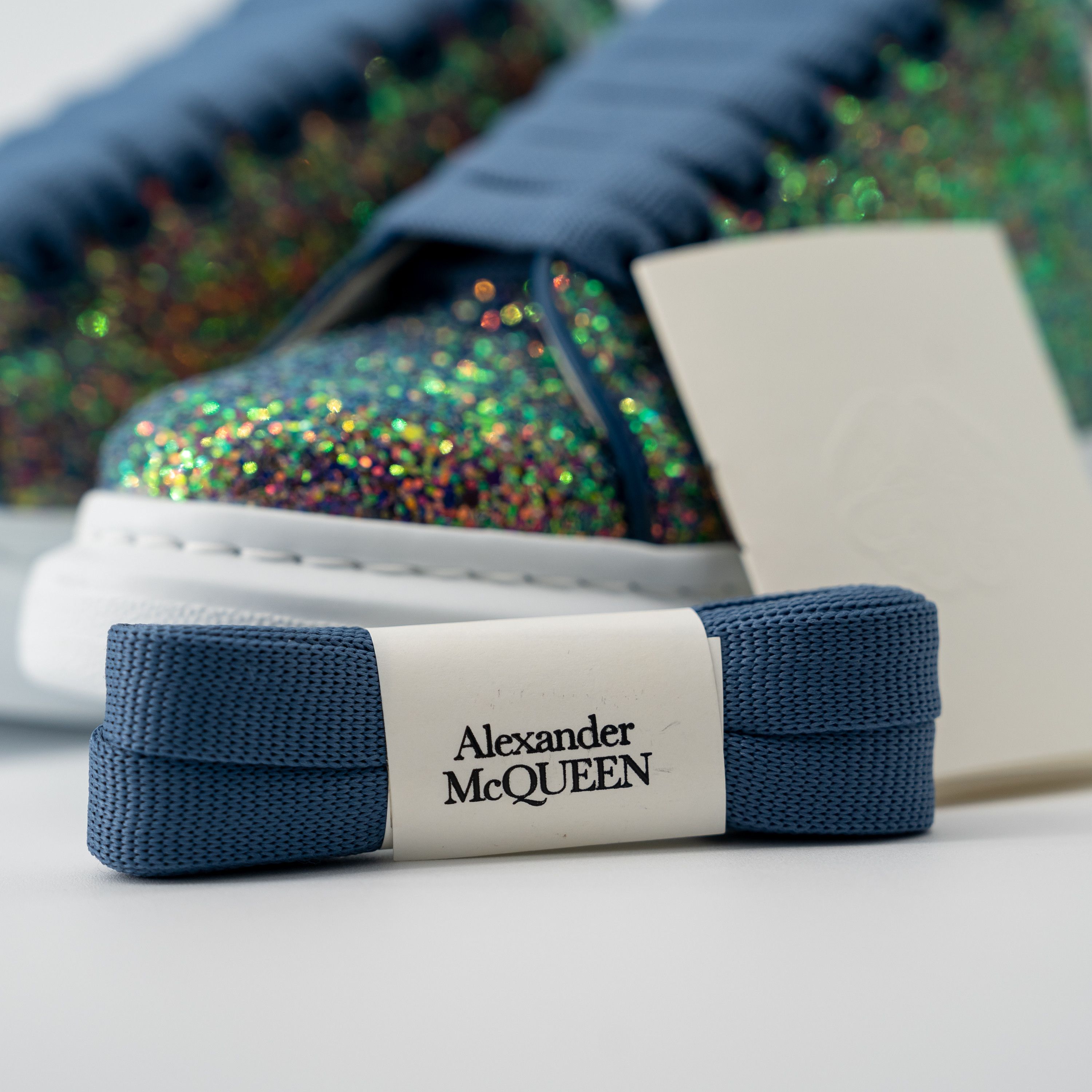 Alexander McQueen 7 - Alexander McQueen Oversized Sneakers Grey Blue Glitter Size US 7 / IT 37 - 8 Thumbnail