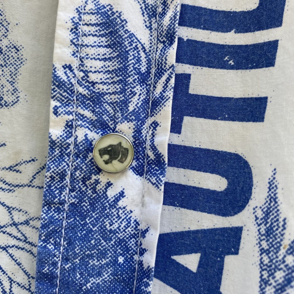 Japanese Brand KENVELO White Short Sleeve Shirt Blue Graphic Size US M / EU 48-50 / 2 - 7 Thumbnail