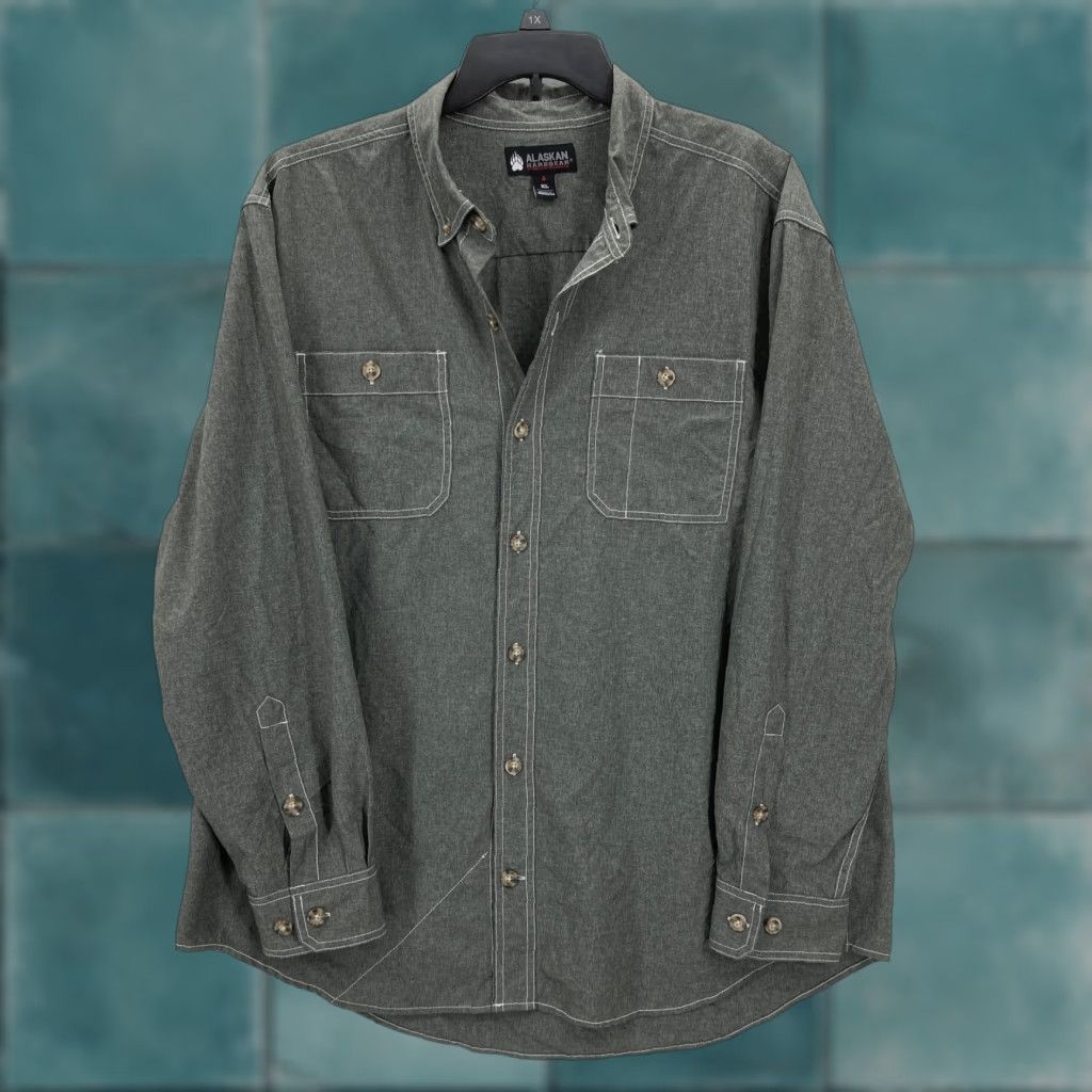 Vintage Duluth Shirt Mens XL Green Button-Up Outdoor Utility Alaskan Hardgear Bush Pilot Long Sleeve Pocketed Collared Logo Size US XL / EU 56 / 4 - 1 Thumbnail