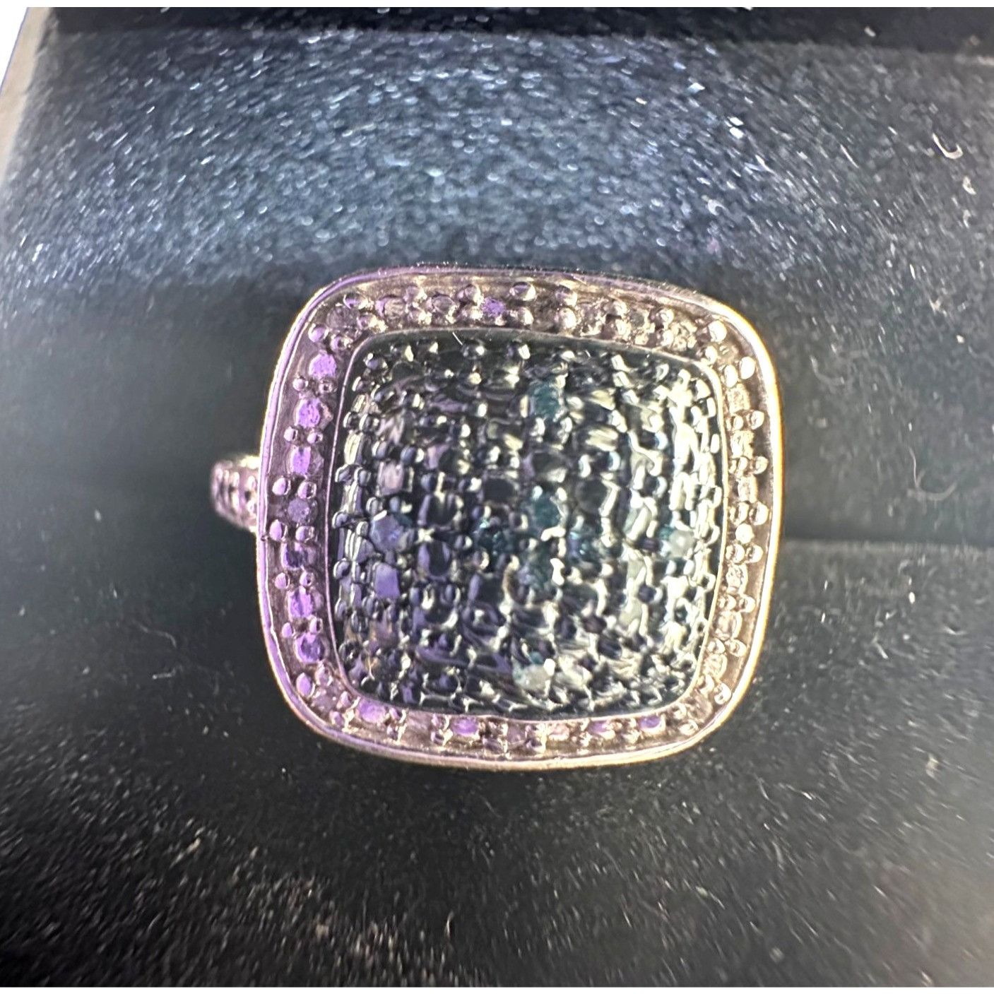Other Genuine Cushion Cut Blue Diamond Ring Size 7 - Pretty with N Size ONE SIZE - 2 Thumbnail