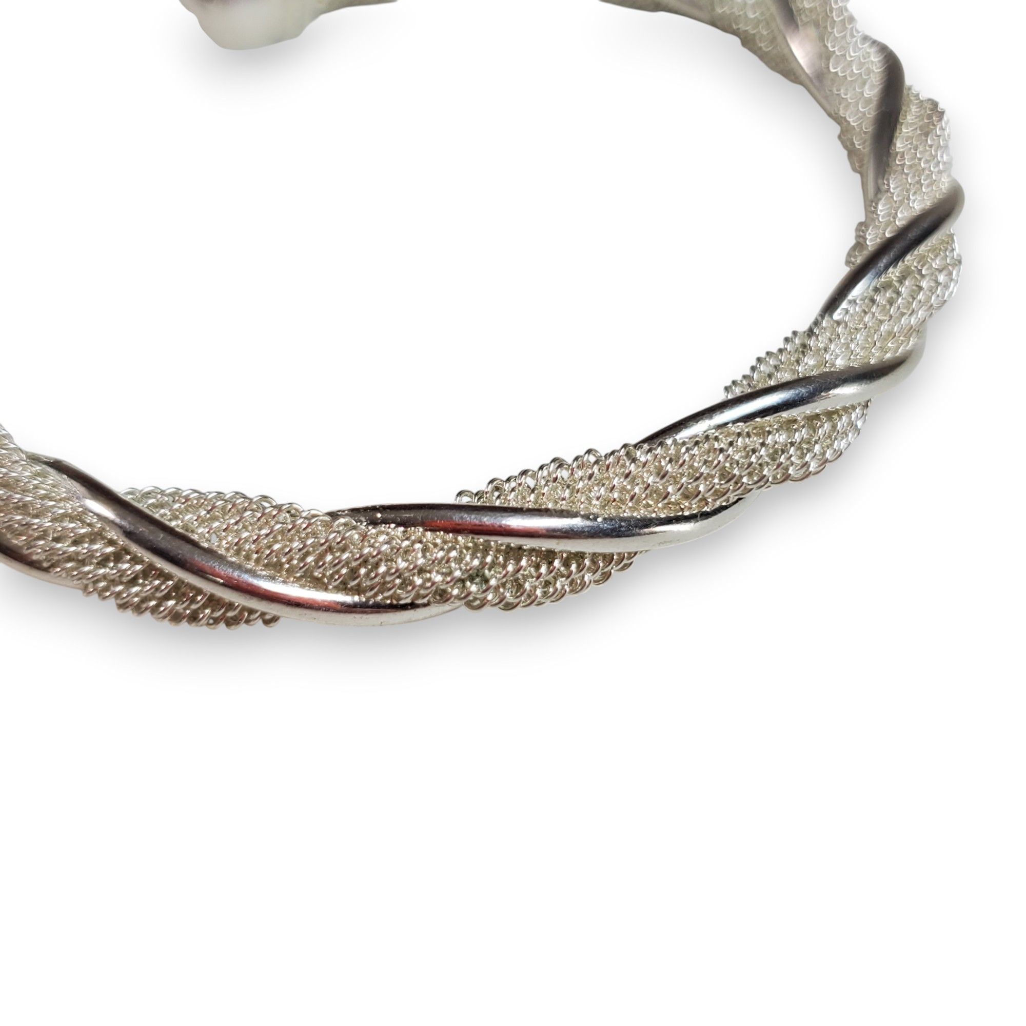 Other Bracelet 7" Bangle 925 Sterling Silver Vintage Twisted Mesh Size ONE SIZE - 4 Thumbnail