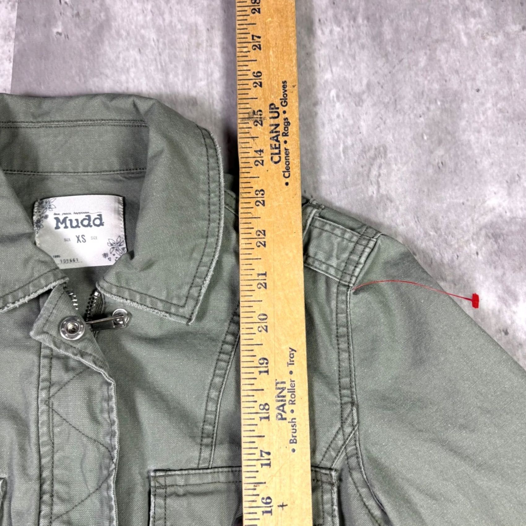 Olive VINTAGE? No — Mudd Olive Green Military Utility Field Jacket, Womens XS, Short Jacket, Snap Zip, Pockets, Lightweight, Casual, Fall Spring Size XS / US 0-2 / IT 36-38 - 5 Thumbnail